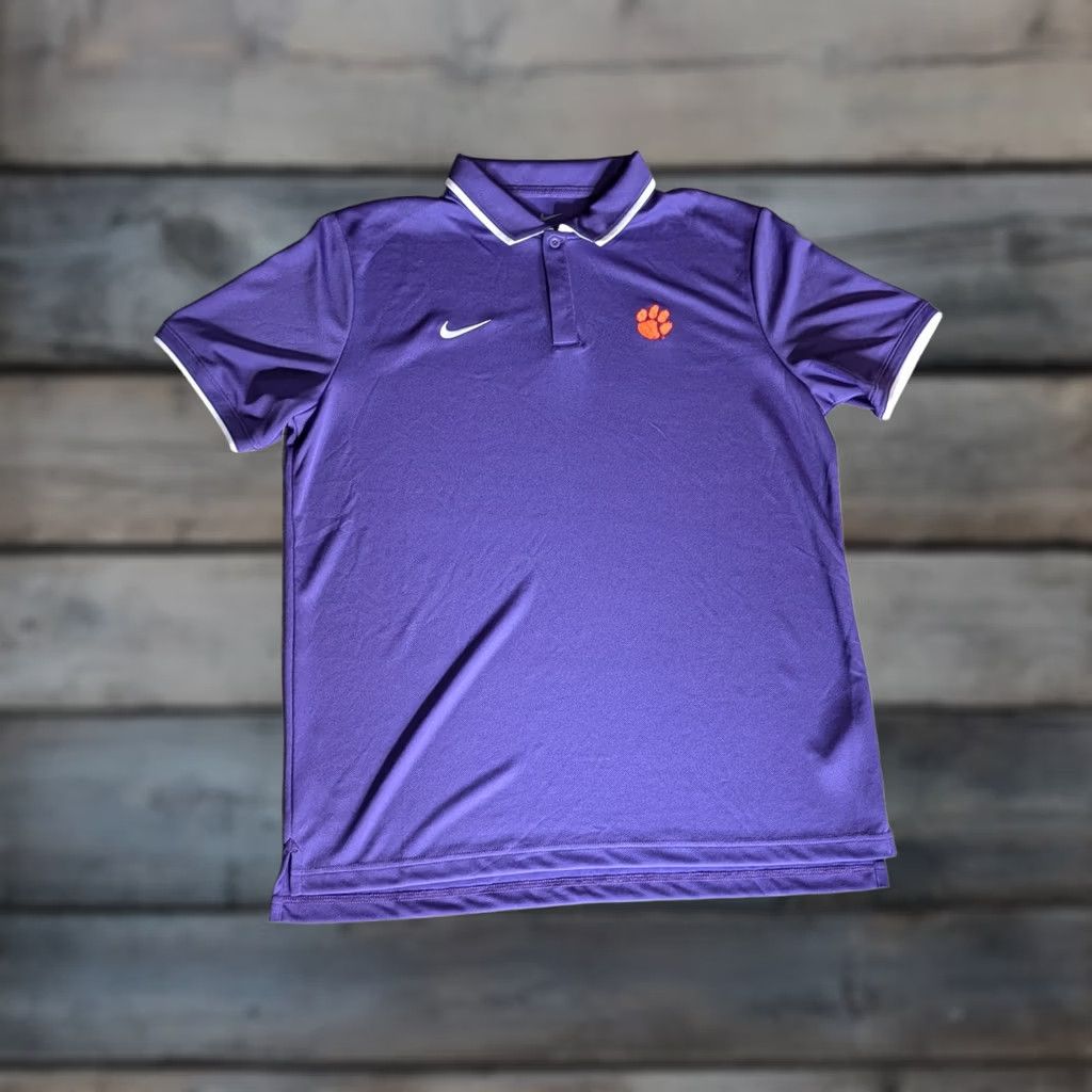 Nike Nike Clemson Tigers Golf Polo Men’s Large Purple Short Sleeve Size US L / EU 52-54 / 3 - 1 Thumbnail