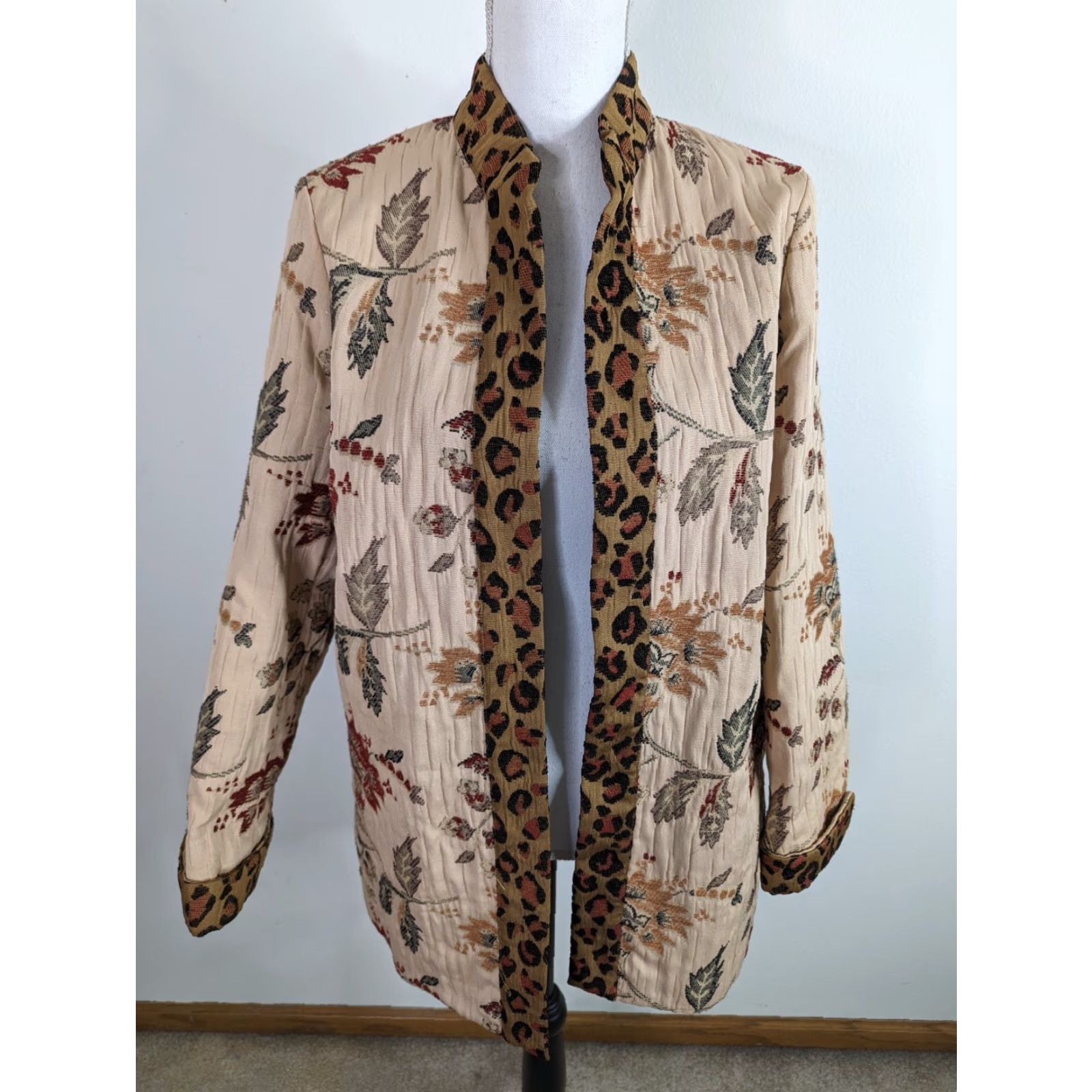 Laura Ashley VINTAGE Laura Ashley Patchwork Lagenlook Open Front Long Duster Coat Blazer M Beige Women Shirt? Size M / US 6-8 / IT 42-44 - 2 Thumbnail