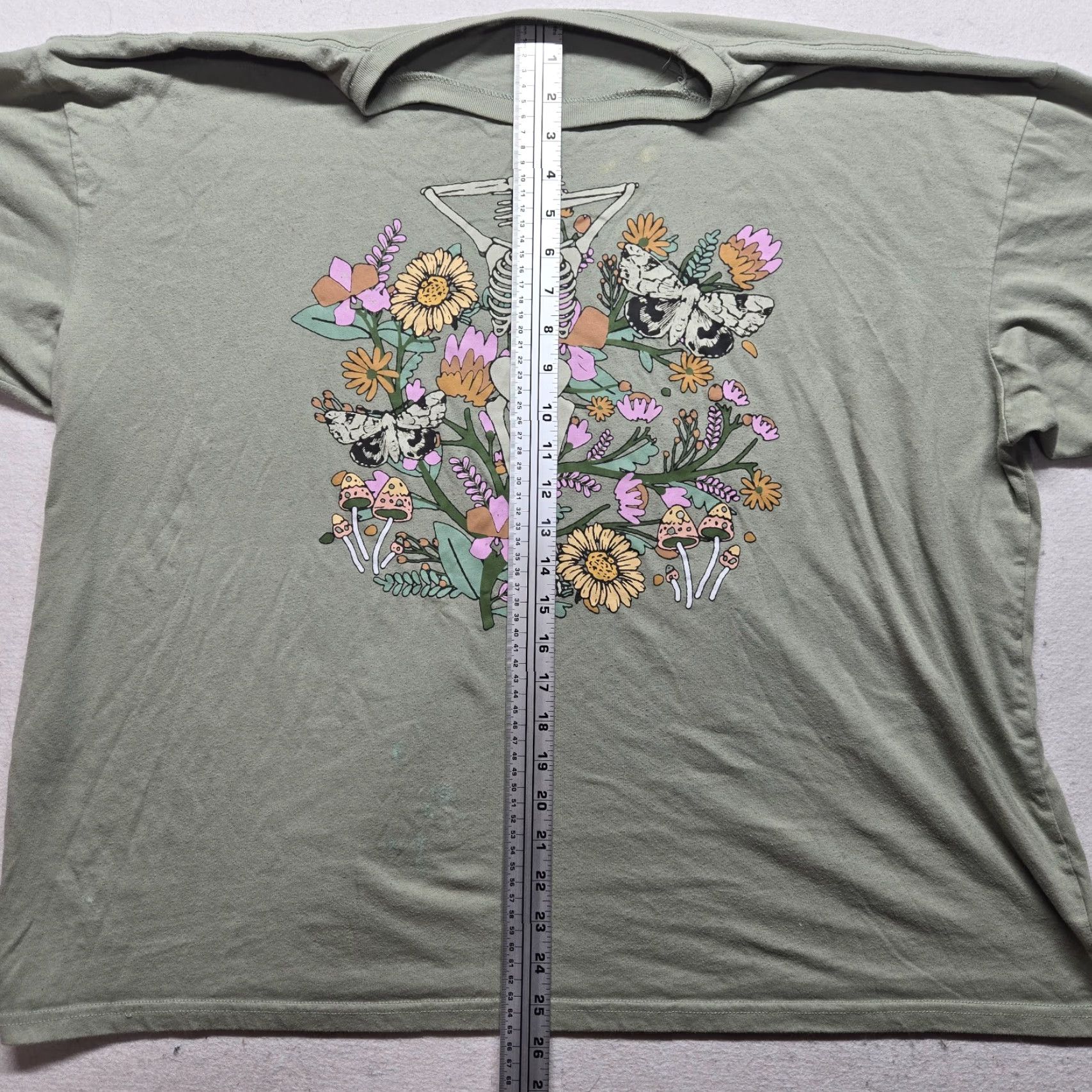 Vintage Floral Skeleton Funny Halloween Green Tee T-Shirt Adult Women's 3XL Green Shirt Halloween Graphic Tee Girls Womens Mens Size XXL / US 16-18 / IT 52-54 - 6 Thumbnail