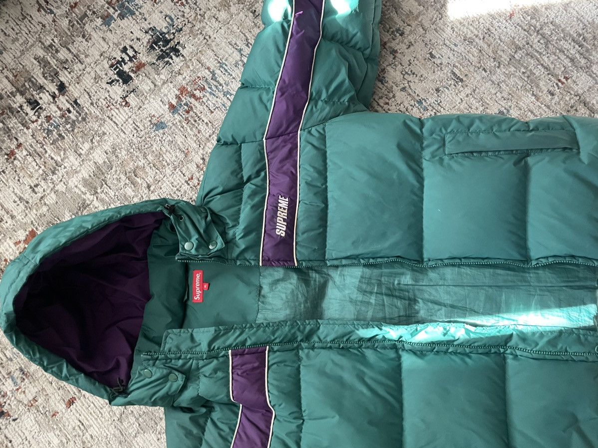 image of Green With Purple Stripe Fw18 Supreme Bubble Coat, Men's (Size XL)