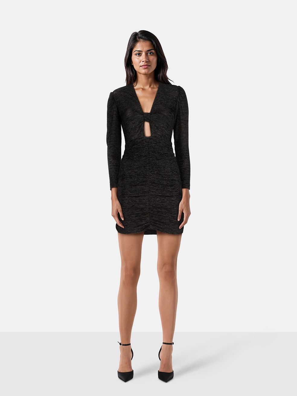 ba&sh Black Ruched Sparkly Dress Size XS / US 0-2 / IT 36-38 - 1 Thumbnail
