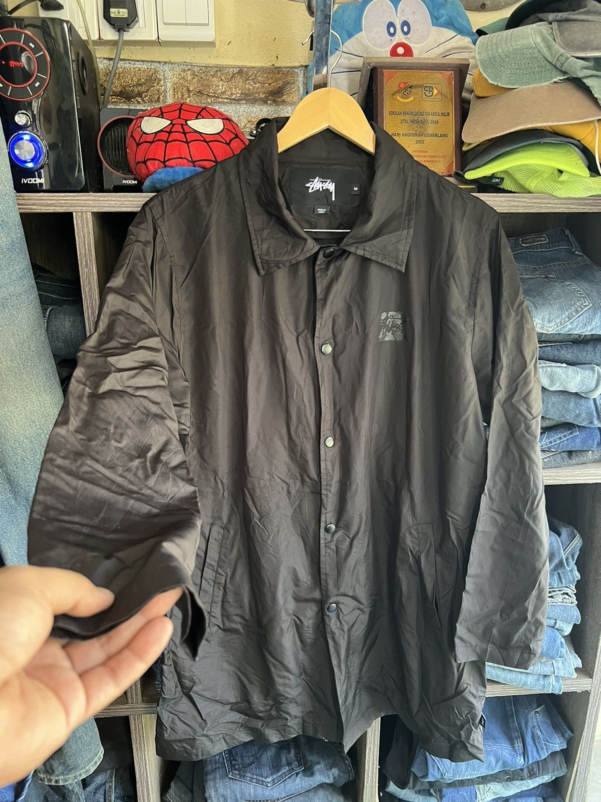 Stussy 🔥Stussy Black Small Logo Long Button Jacket Size US M / EU 48-50 / 2 - 12 Thumbnail