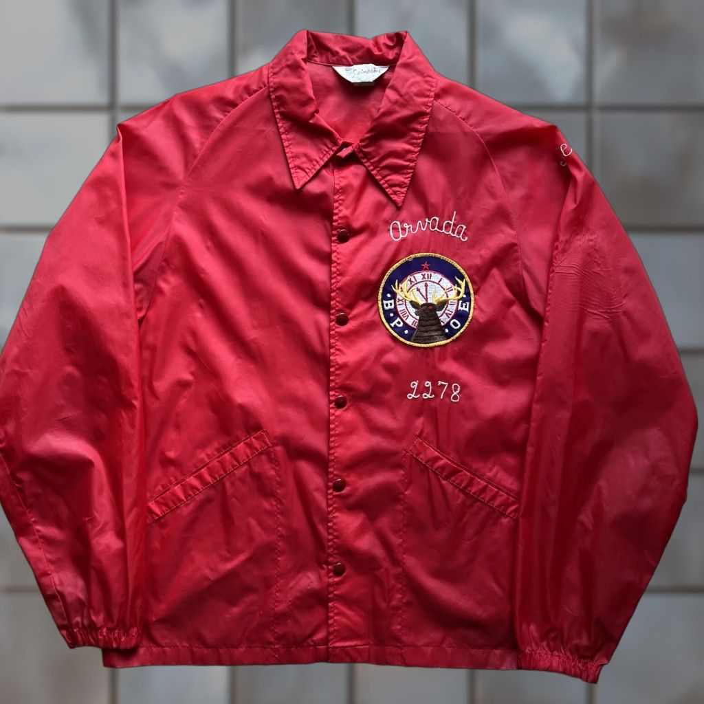 Vintage Vintage Swingster FFA Jacket L Red 70s Workwear USA Nylon Softshell Button Logo Coat, Mens, Regular, All Seasons, Collared, Lined, Short Jacket Size US L / EU 52-54 / 3 - 1 Thumbnail