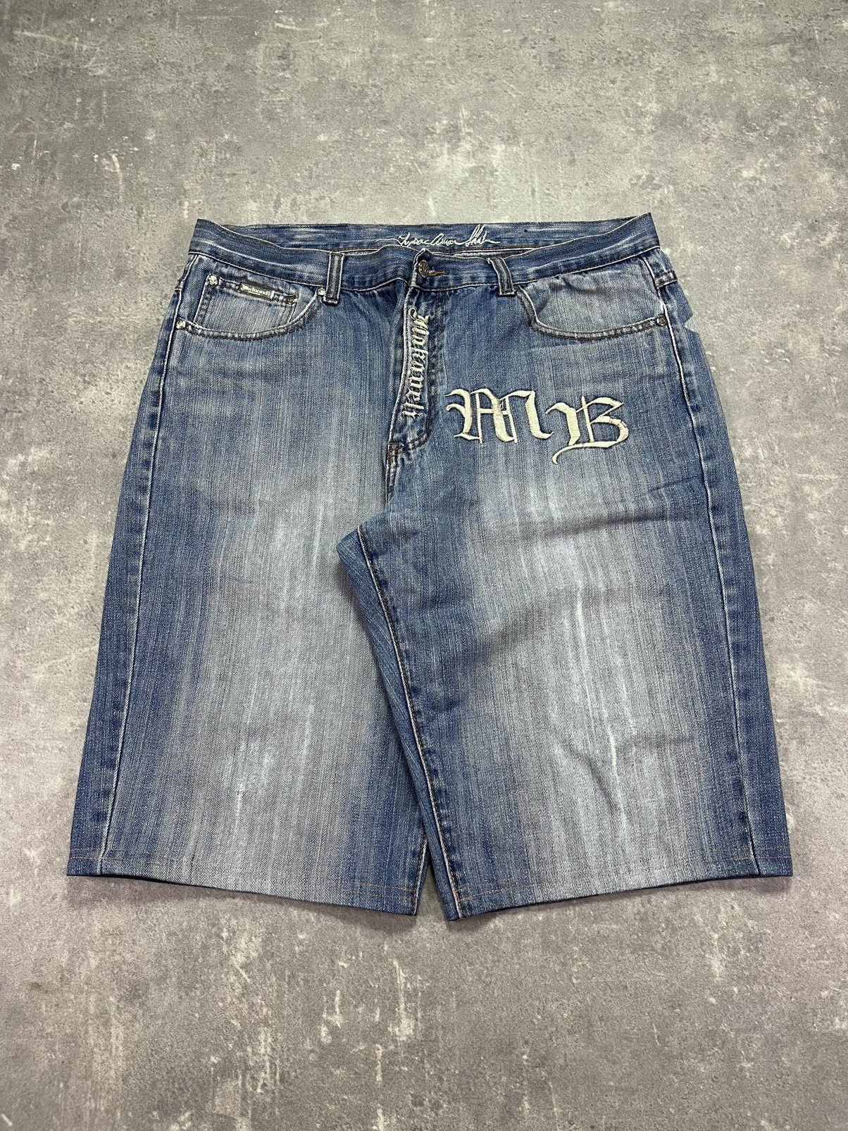 Makaveli Makaveli Fleur De Lis Printed Baggy Denim Shorts Jorts 36 Size US 36 / EU 52 - 2 Thumbnail