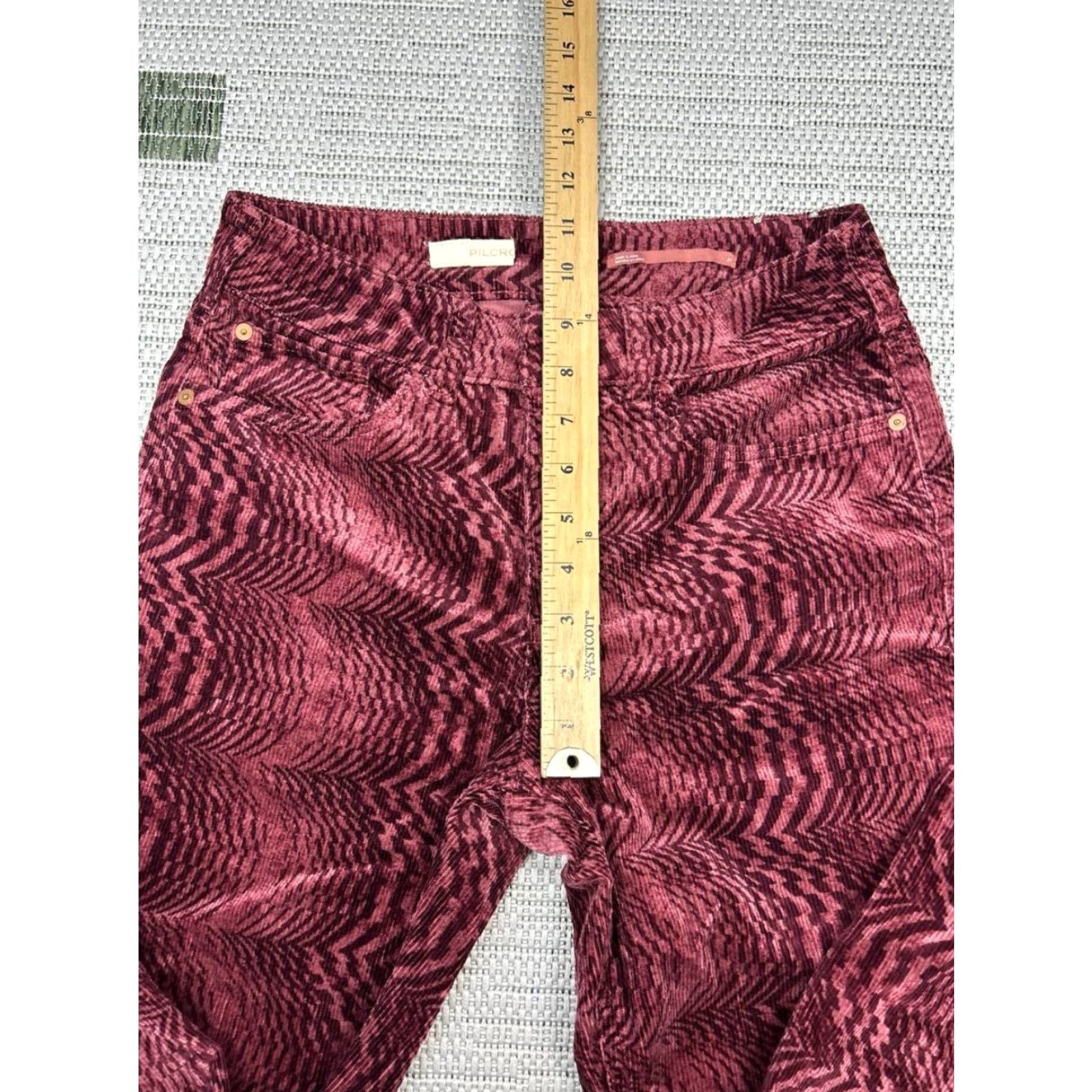 Anthropologie Anthropologie Pants Womens 27 Yaya Mid Rise Crop Flare Burgundy Red Corduroy Size 27" / US 4 / IT 40 - 5 Thumbnail