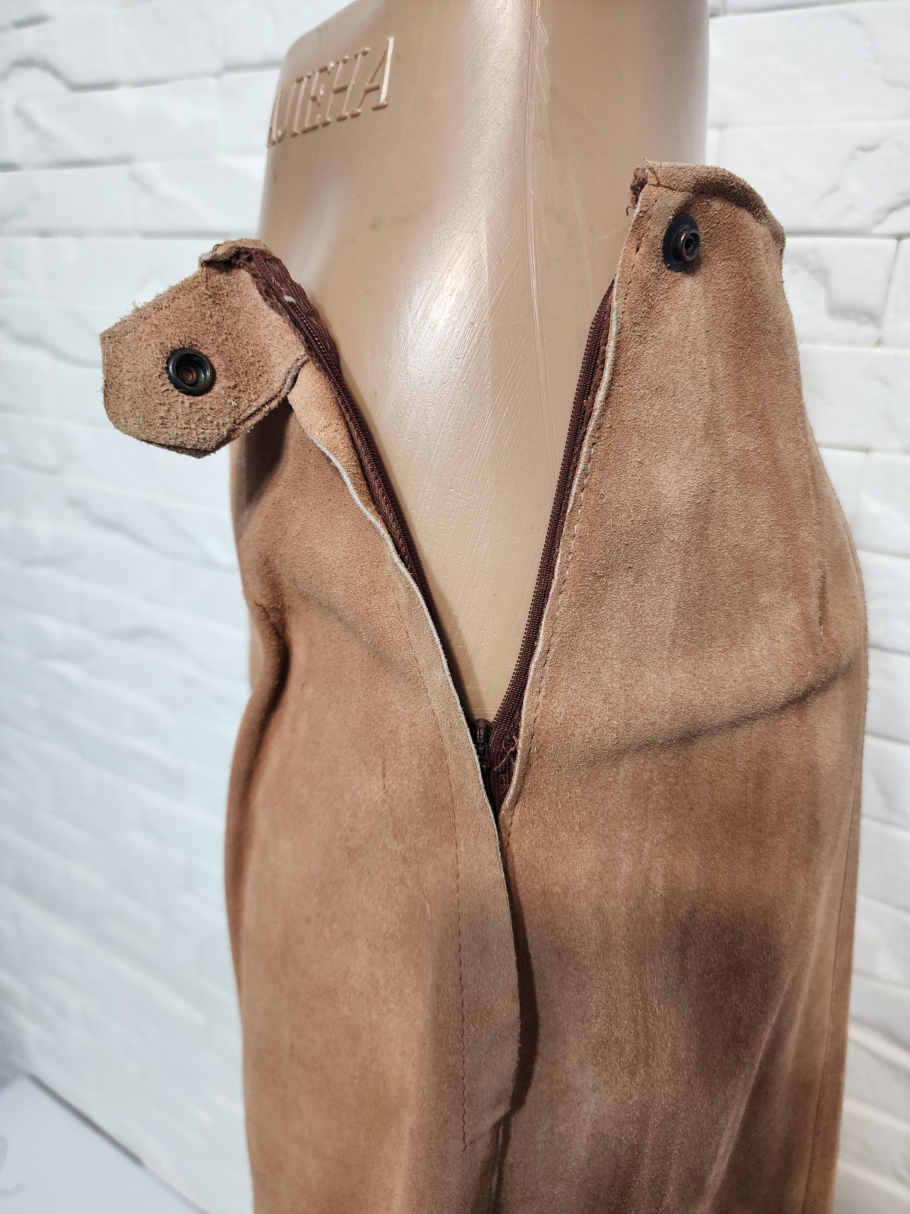 Genuine Leather Brown Suede Leather Skirt: 25" Waist Size 25" / US 0 / IT 36 - 3 Thumbnail