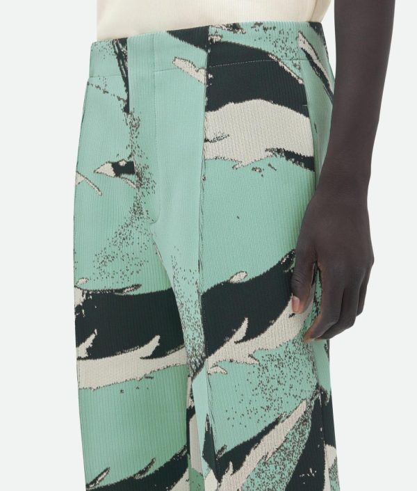 Bottega Veneta o1lv12m1024 Curved Shape Graphic Viscose Jacquard Trousers Size US 36 / EU 52 - 3 Thumbnail