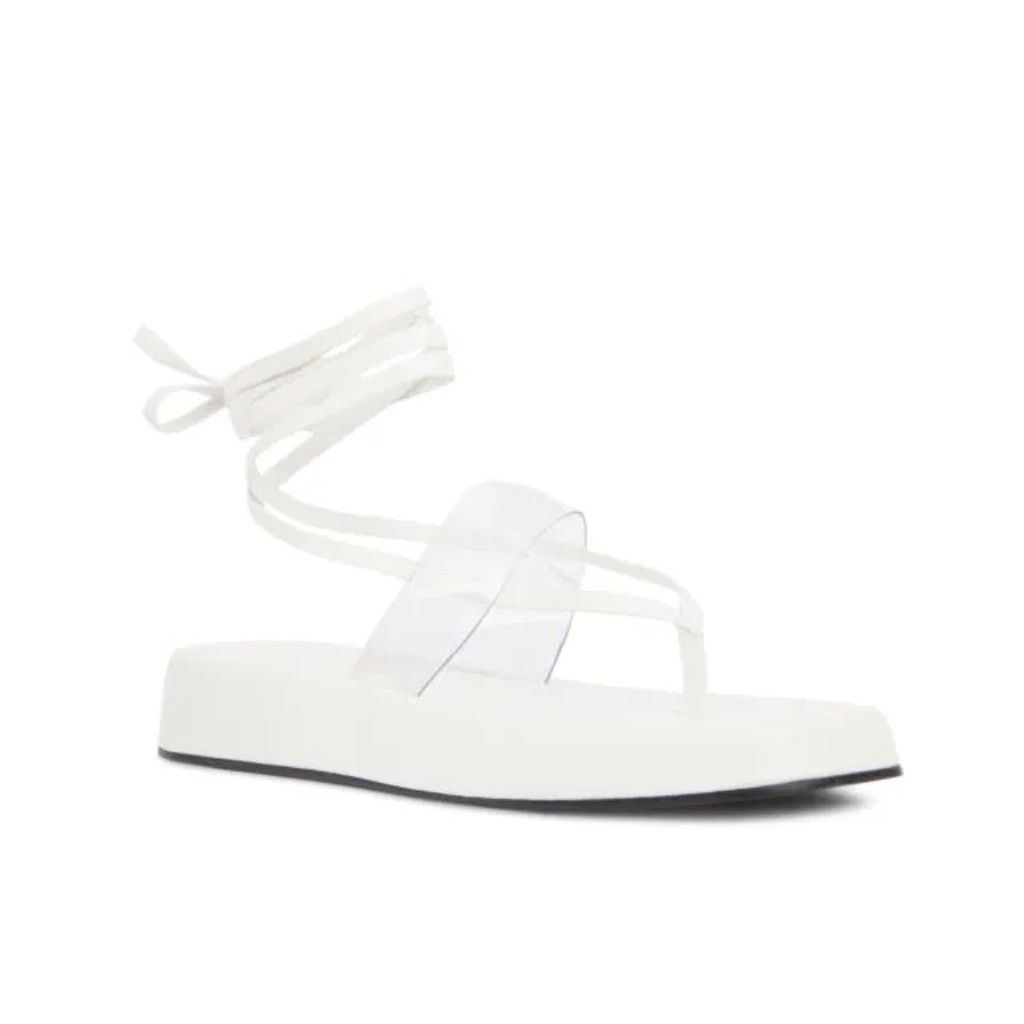 Black Suede Studio Callie Leather Platforms White