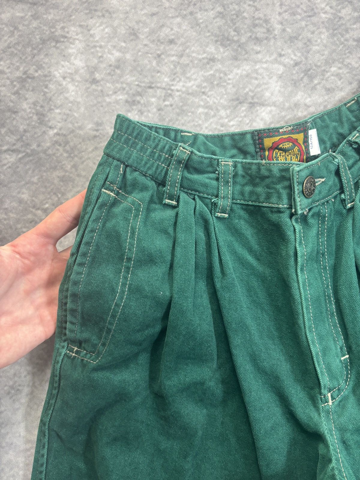 Levi's × Other × Vintage 1980s Green Denim Jeans Vintage Campus France Pleated Youth Size 24" / US 00 / IT 34 - 3 Thumbnail