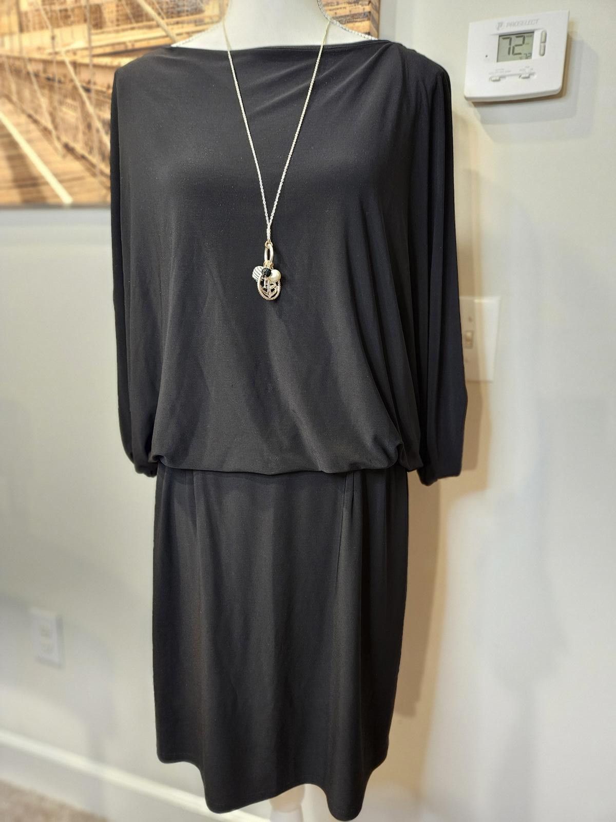 Designer Jessica Simpson Elegant Black Draped Dress #H64 Size XL / US 12-14 / IT 48-50 - 1 Thumbnail