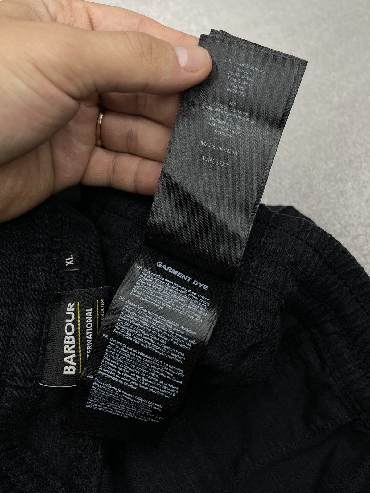 Barbour Mens Barbour International Cargo Pants Black Garment Dye Size US 36 / EU 52 - 10 Thumbnail