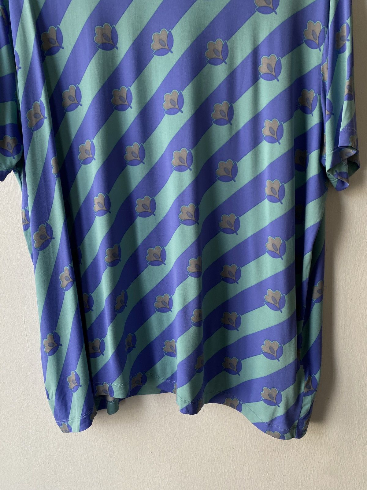 Maison Margiela MM6 Floral Motif Stripe Casual Rayon T Shirt Size M / US 6-8 / IT 42-44 - 4 Thumbnail