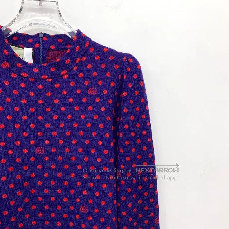 Gucci Gucci Colour-blocked poldot double G printed wool round-ne Size S / US 4 / IT 40 - 3 Thumbnail