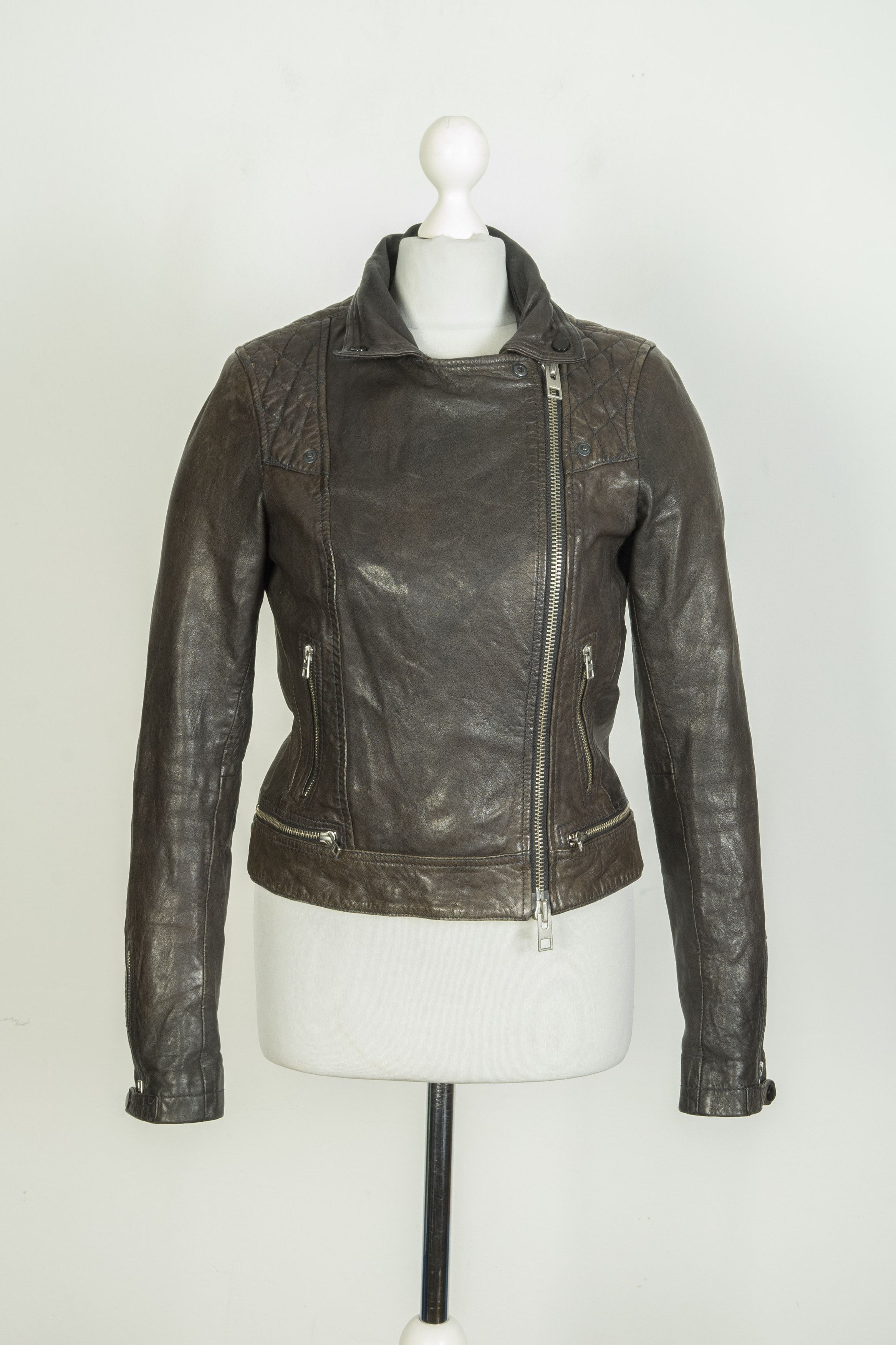 Allsaints All Saints Asymmetric Zip Leather Jacket Size S / US 4 / IT 40 - 2 Thumbnail