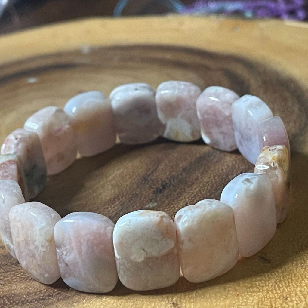 Other Pink flower agate soft bangle bracelet beaded beads new hand Size ONE SIZE - 1 Thumbnail