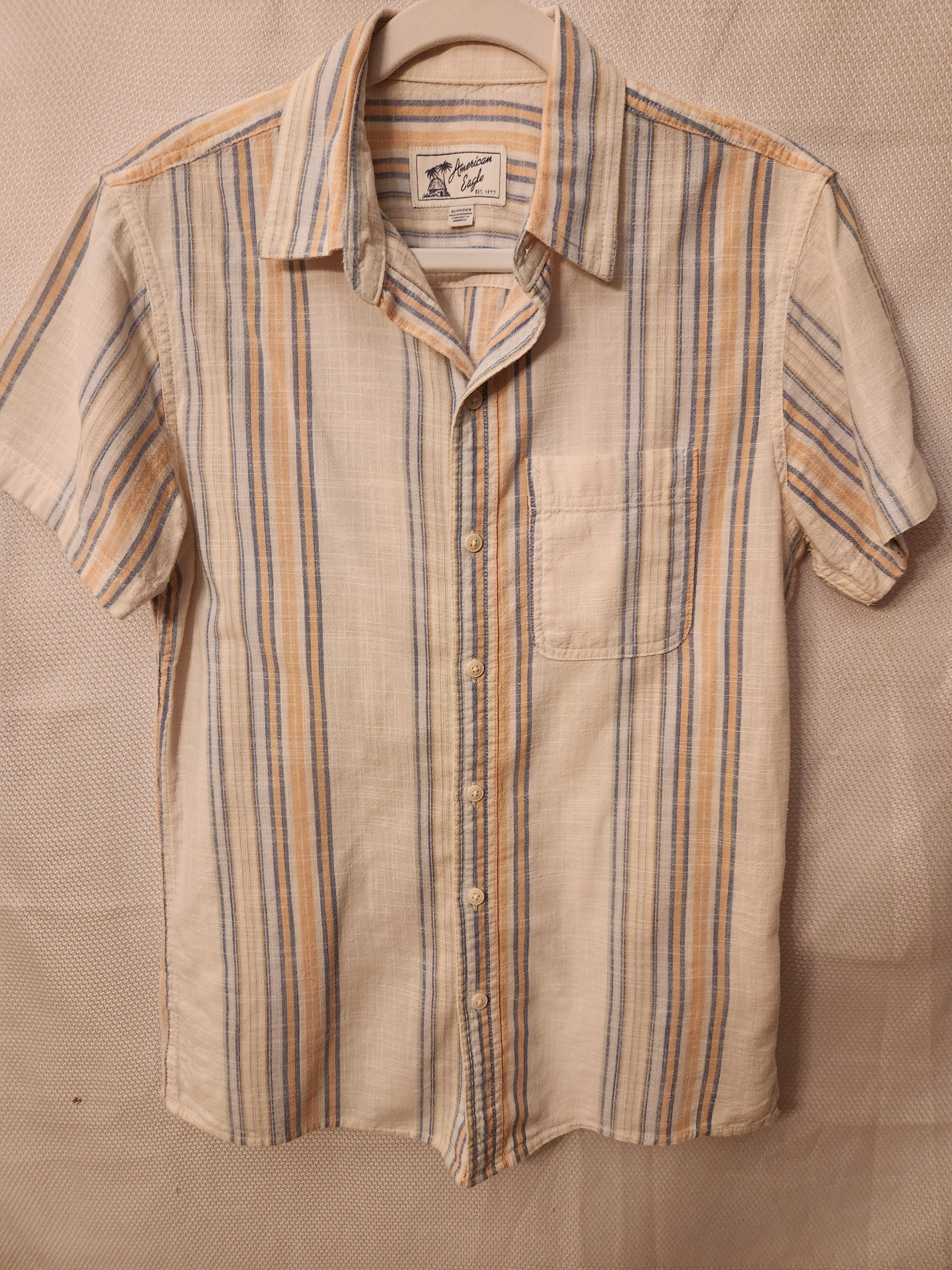 American Eagle Outfitters Vintage 100% Cotton Men's Striped Short Sleeve Shirt Size US XS / EU 42 / 0 - 1 Thumbnail