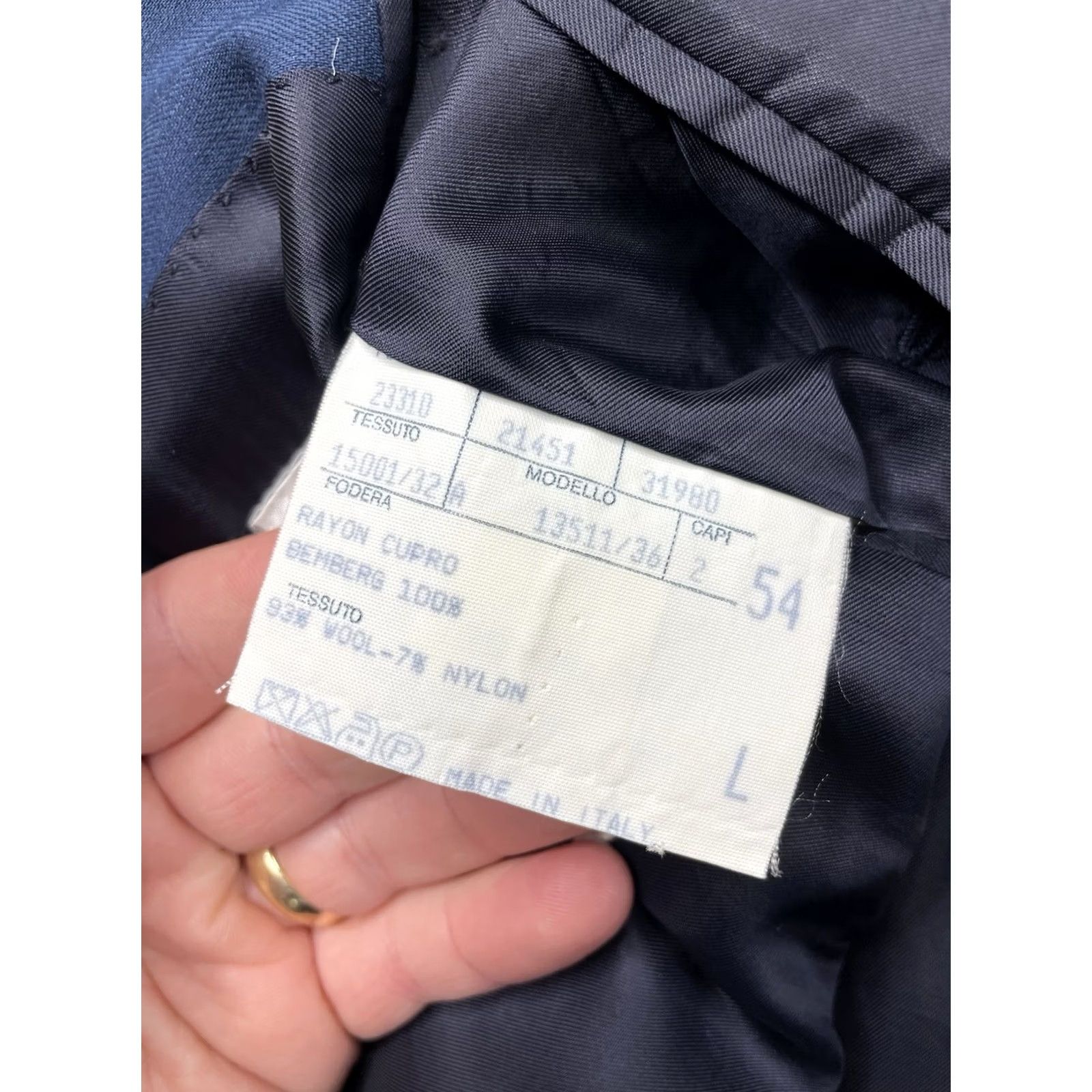 Canali Canali Blazer Men 44L Blue Wool Nylon Double-Breasted Six-Button Peak Lapel Jacket Coat Italy Size 44R - 4 Thumbnail
