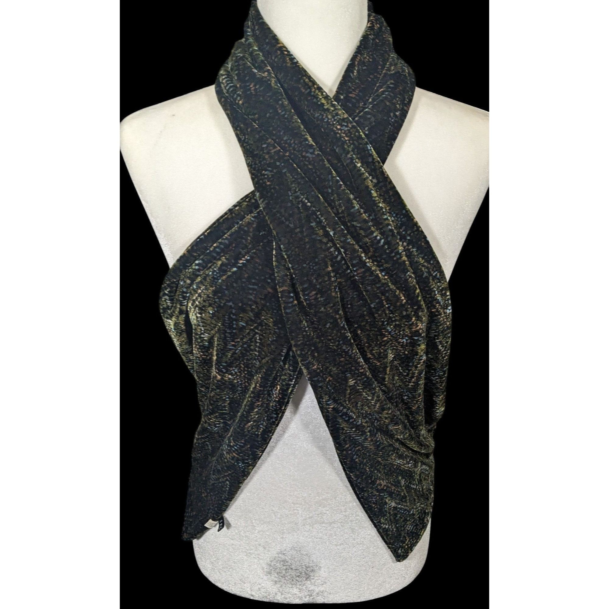Other Black And Green Speckled Velvet-Like Scarf Size ONE SIZE - 13 Thumbnail
