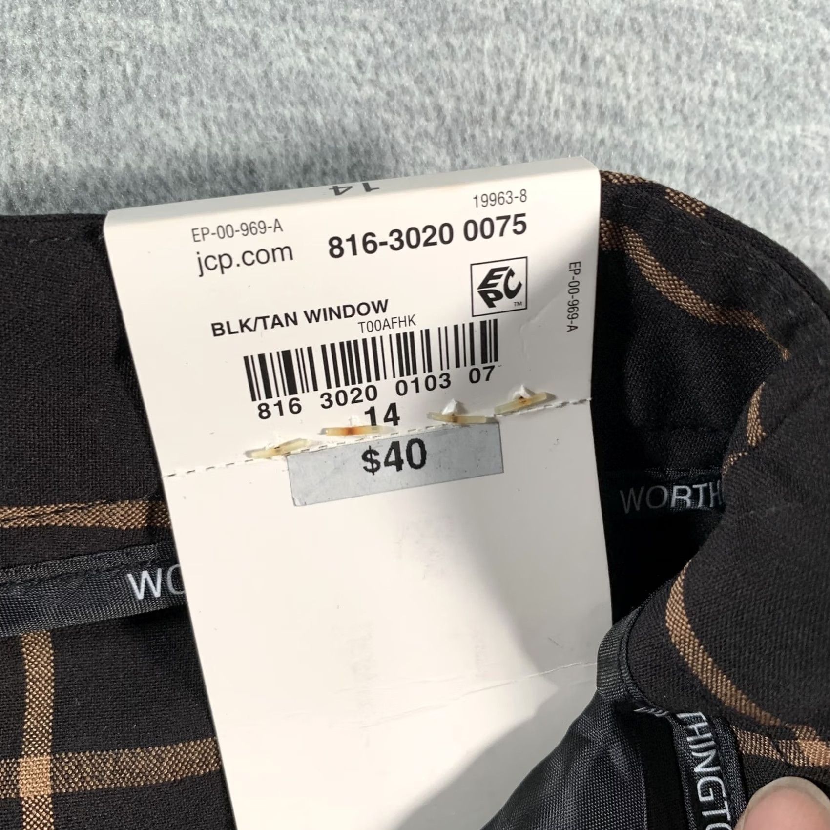 Worthington Worthington Womens Pants 14 Black Tan Windowpane Plaid Modern Fit Stretch Career Size 36" / US 14 / IT 50 - 7 Thumbnail