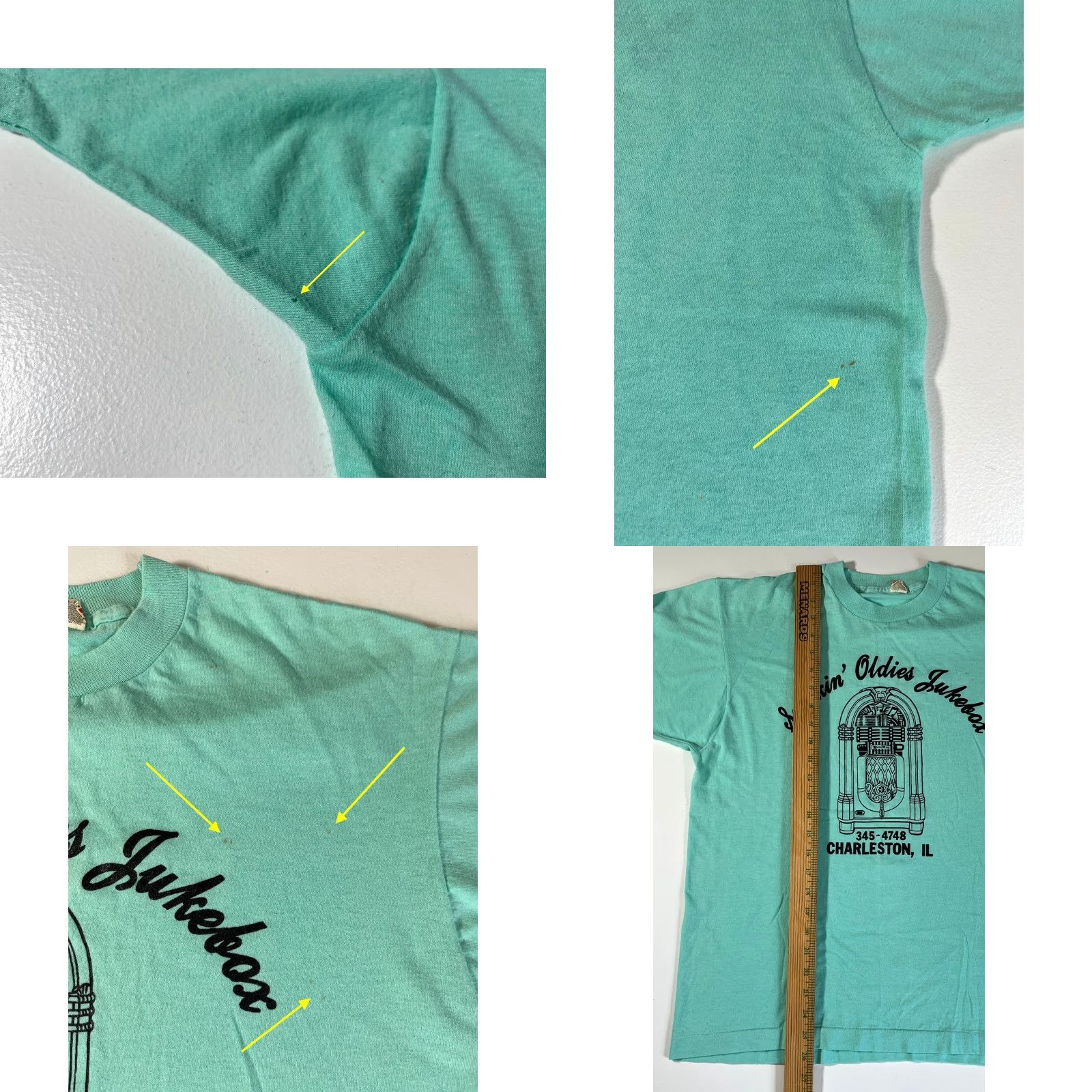 Vintage VINTAGE Smokin' Oldies Jukebox Shirt XL Teal Screen Stars USA 80s Music 80s Unisex Adults Mens Girls Boys Size US XL / EU 56 / 4 - 8 Thumbnail