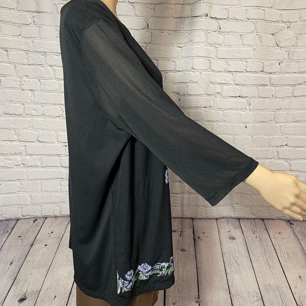 Other Style & Co Black Floral 4/2 Sleeve Top Size 2X Size XXL / US 16-18 / IT 52-54 - 4 Thumbnail