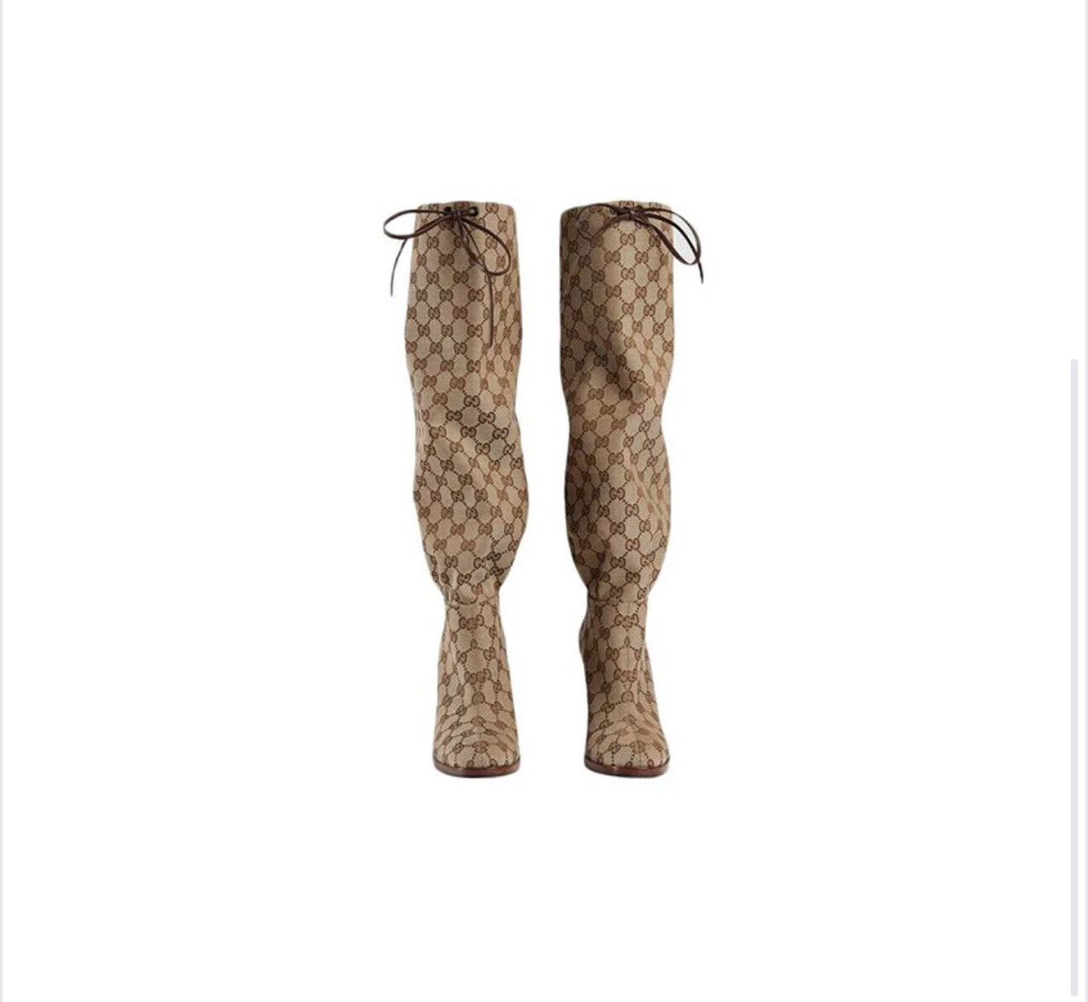 Gucci Gucci Lisa Original GG Canvas Mid-Heel Boots - Size EU 37 Size US 7 / IT 37 - 5 Thumbnail