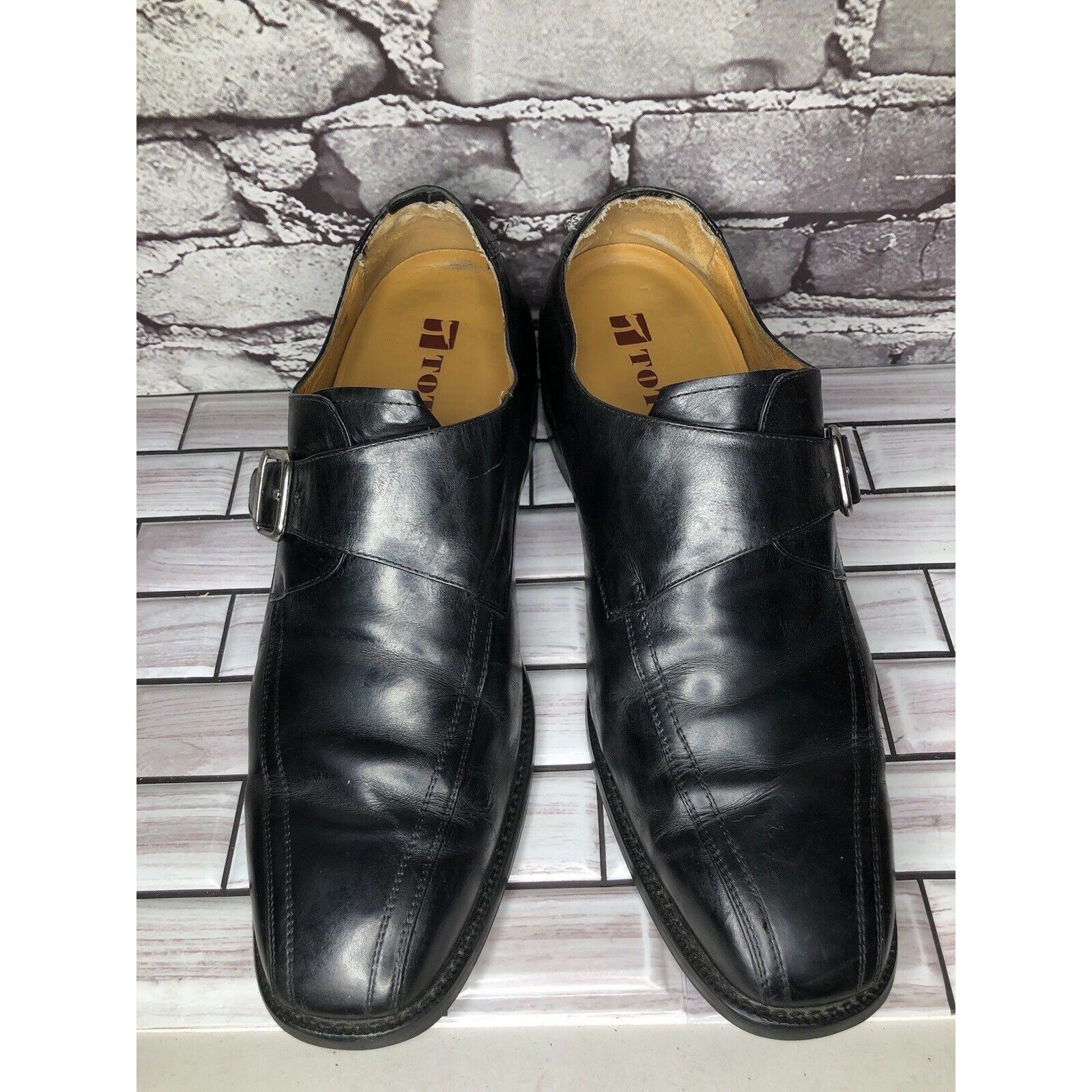 Koto Toto Black Leather Monk Buckle Strap Loafers Dress Shoes Men Size US 10.5 / EU 43-44 - 14 Thumbnail