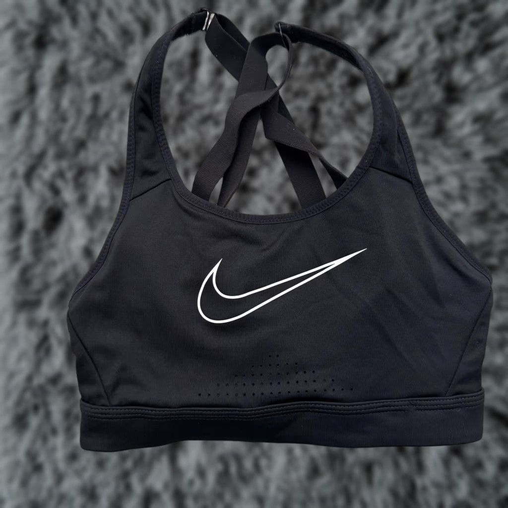 Nike Nike Sports Bra Womens XS Black Criss Cross Strap Just Do It Athletic Gym Size ONE SIZE - 1 Thumbnail