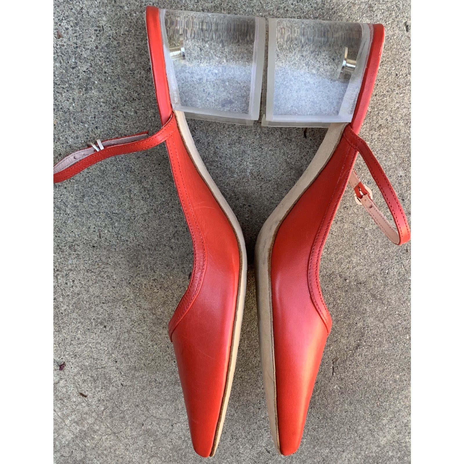 Matisse Kate Bosworth x Matisse Lois Pointed Toe Mary Jane Pump Red Lucite Heel 8.5 M Womens Pump Size US 9 / IT 39 - 4 Thumbnail