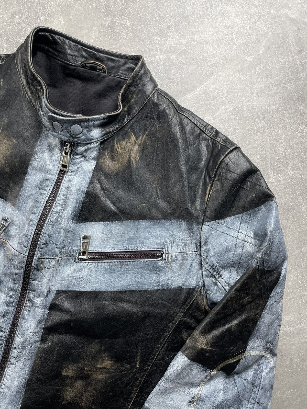 Vintage Vintage Archive Avant Garde Leather Zip Faded Cross Jacket Size US L / EU 52-54 / 3 - 6 Thumbnail
