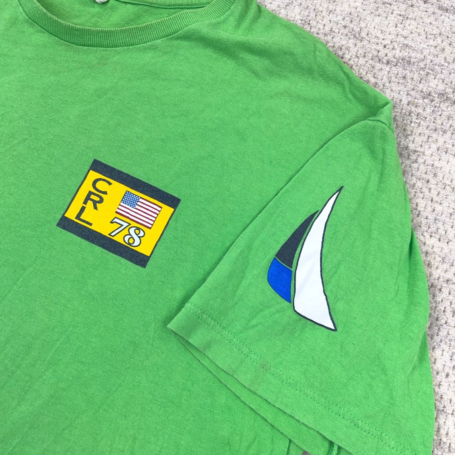 Chaps VINTAGE Chaps Ralph Lauren Shirt Men L Green Sailing Nautical Coastal Marine 90s Retro Hipster Graphic Print Logo Short Sleeve Crew Neck Black? Size US L / EU 52-54 / 3 - 6 Thumbnail
