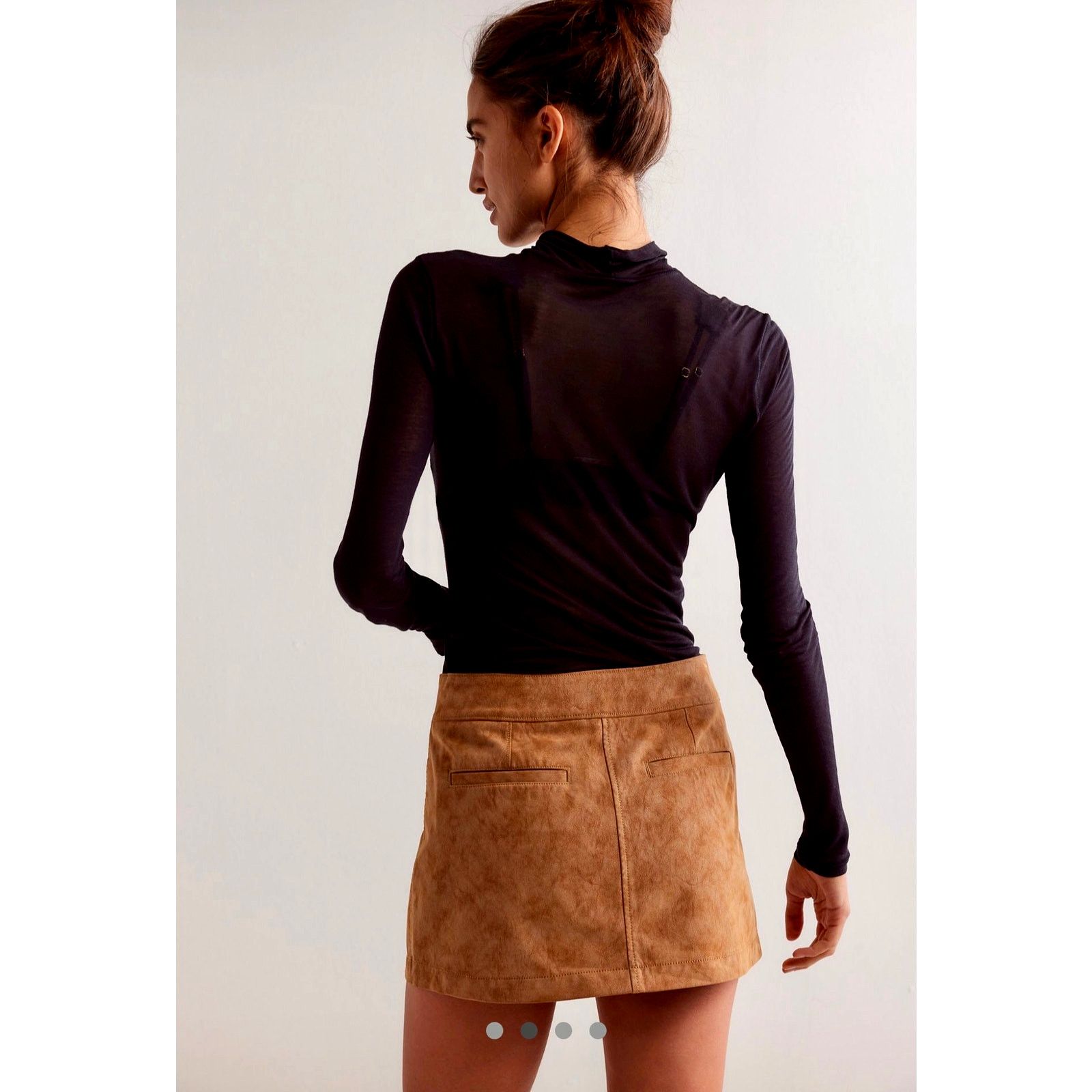 Free People Free People After Party Suede Mini Skirt Button Black 14 Size 33" - 7 Thumbnail