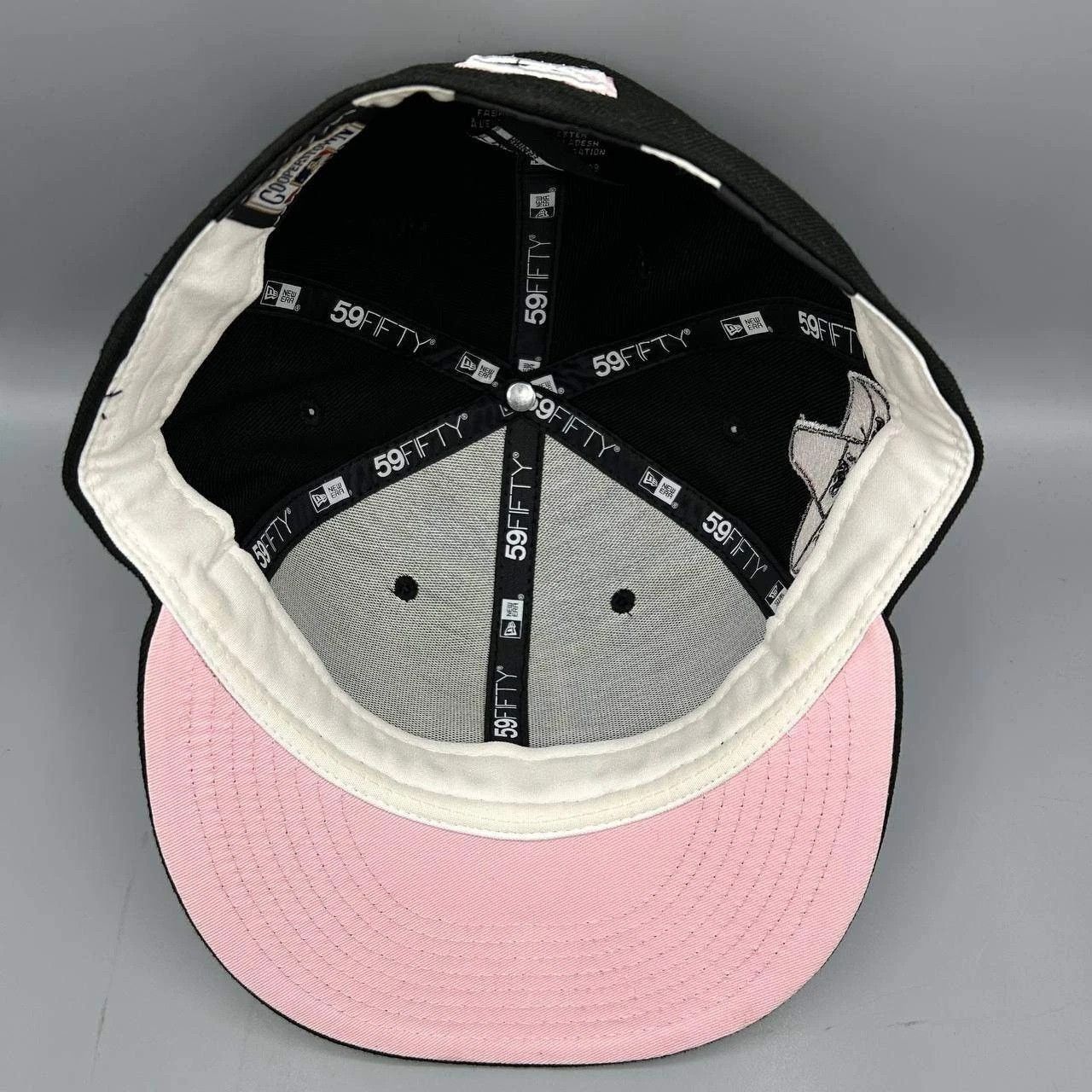 New Era Los Angeles LA Dodgers Hat Men 7 3/8 Black Pink MLB Fitted Size ONE SIZE - 2 Thumbnail