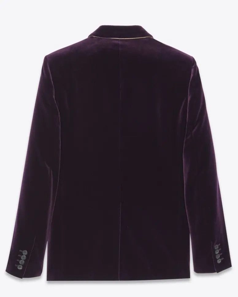Saint Laurent Paris o1s1wg110824 Fitted Single-Breasted Jacket Velvet in Purple Size US S / EU 44-46 / 1 - 2 Thumbnail