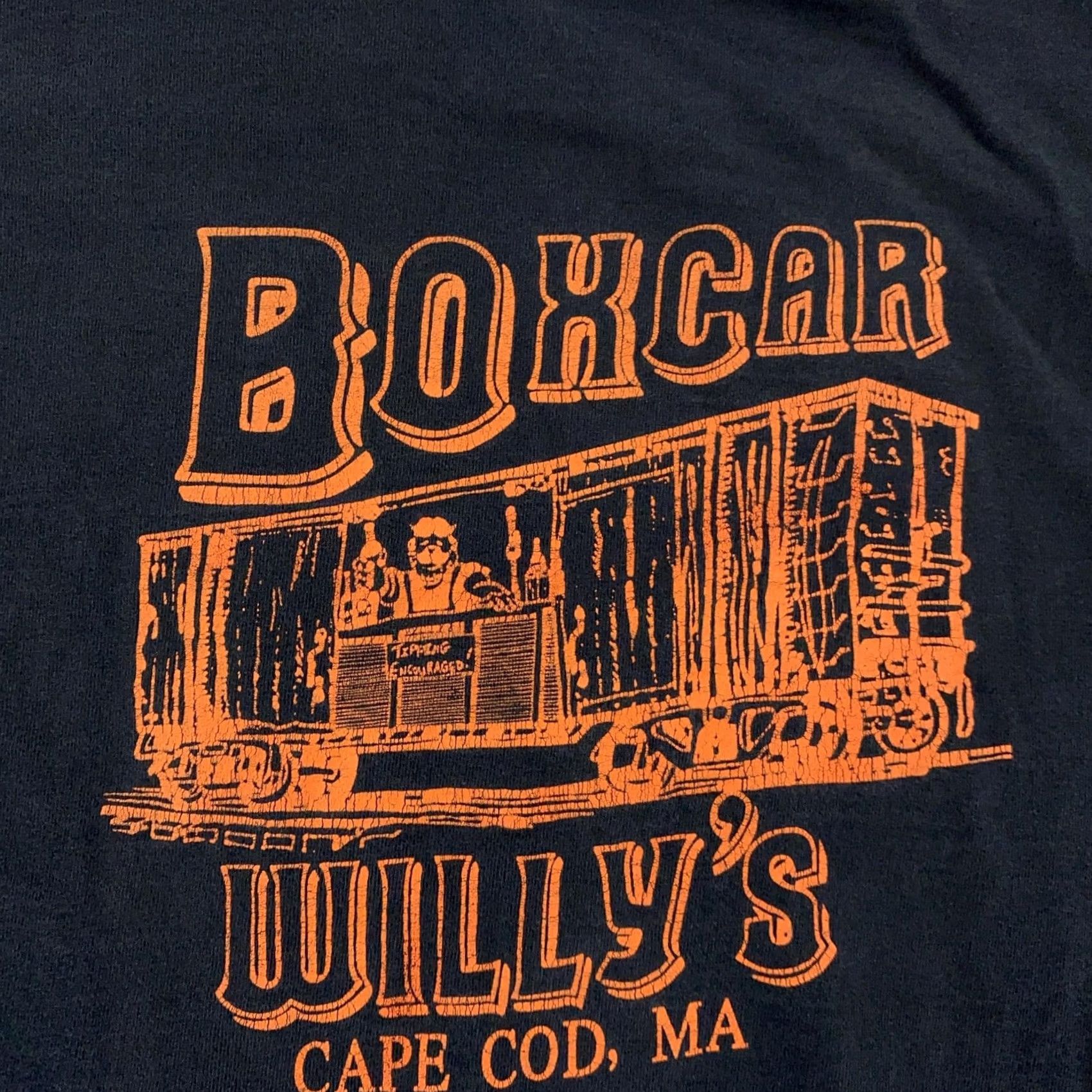 Fruit Of The Loom VINTAGE Distressed Boxcar Willy's T-Shirt Large Black Men Cotton Crew Neck Graphic Print Short Sleeve 90s Bar Size US L / EU 52-54 / 3 - 2 Thumbnail