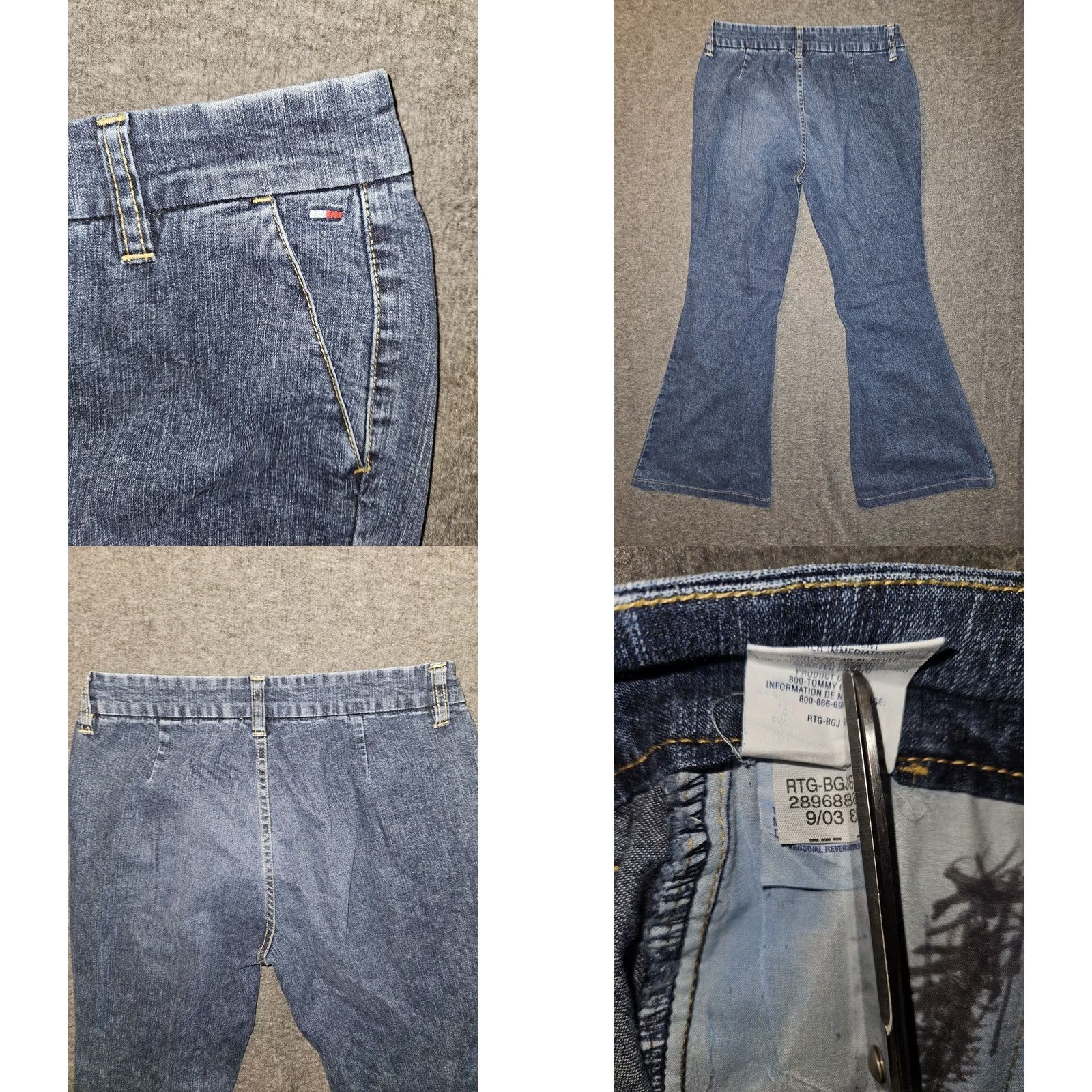 Tommy Hilfiger VINTAGE Tommy Hilfiger Jeans Flare Juniors 5 Low Rise Denim Blue Slash Pocket 90s Womens Jeans Size 27" / US 4 / IT 40 - 8 Thumbnail