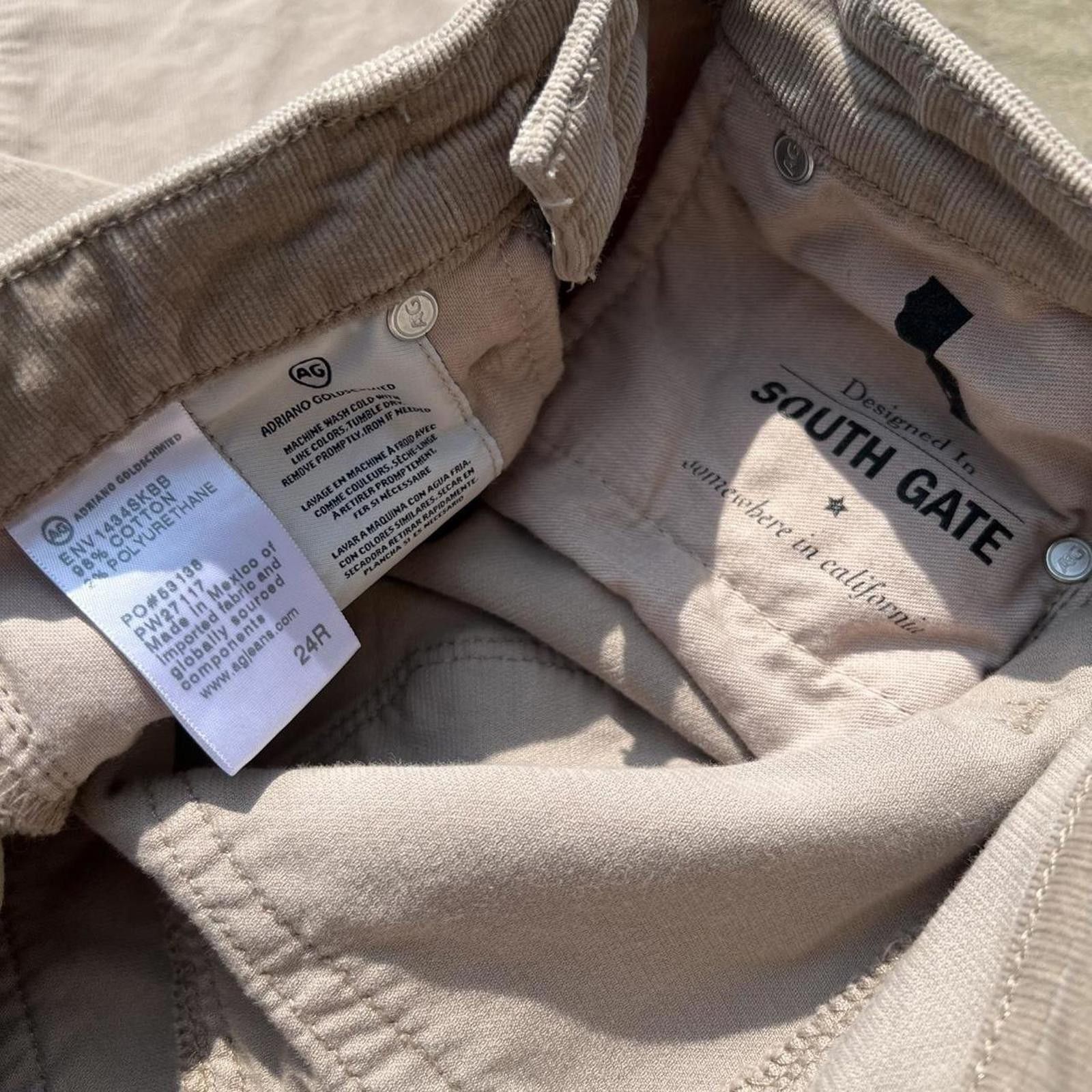 AG Adriano Goldschmied Tan Corduroy Cigarette Leg Pants Size 42" / US 20 - 4 Thumbnail