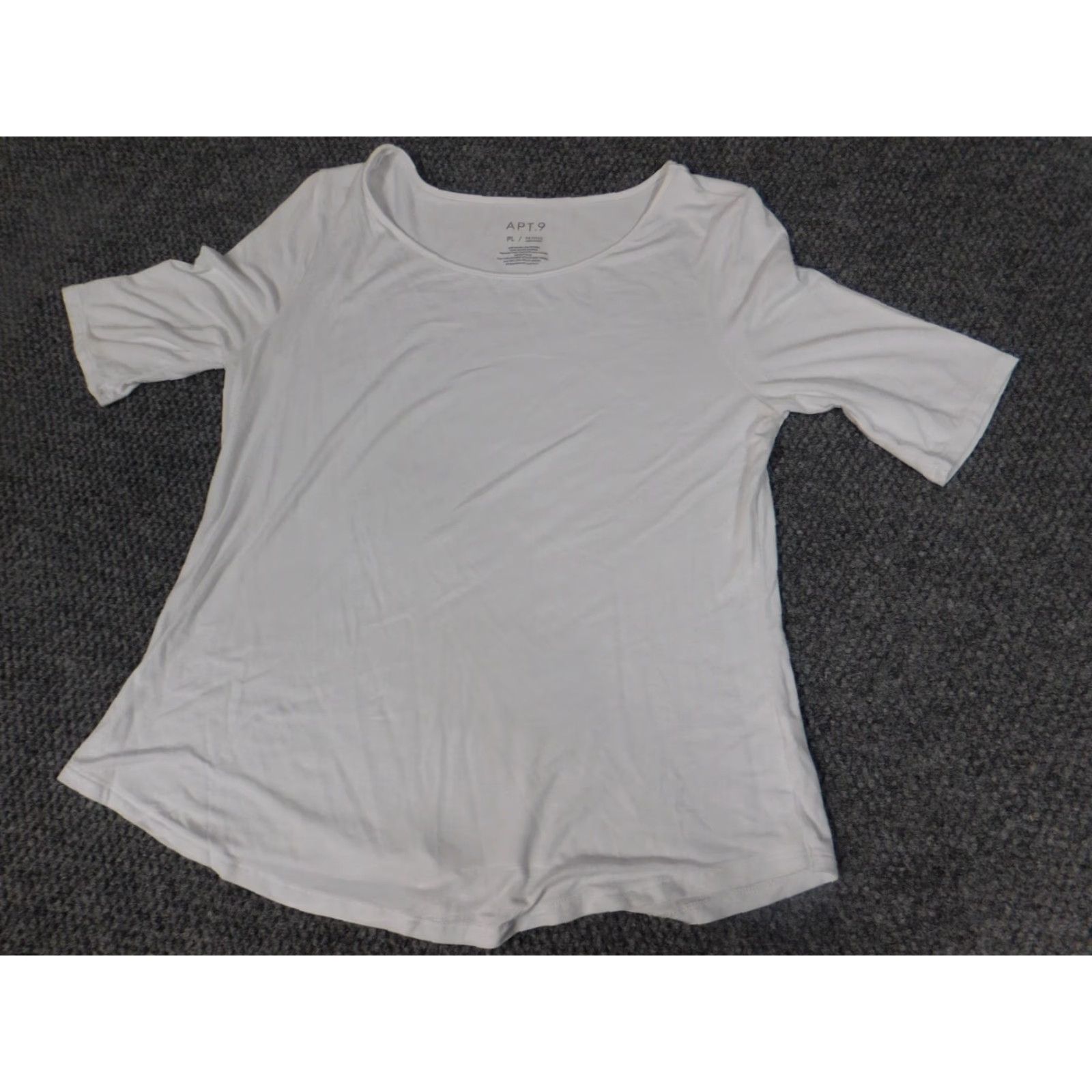 Apt. 9 Apt 9 Blouse Petites White Cap Sleeve Crew Neck Pullover Stretch 3/4 Sleeve Casual Women Boyfriend? Size L / US 10 / IT 46 - 2 Thumbnail
