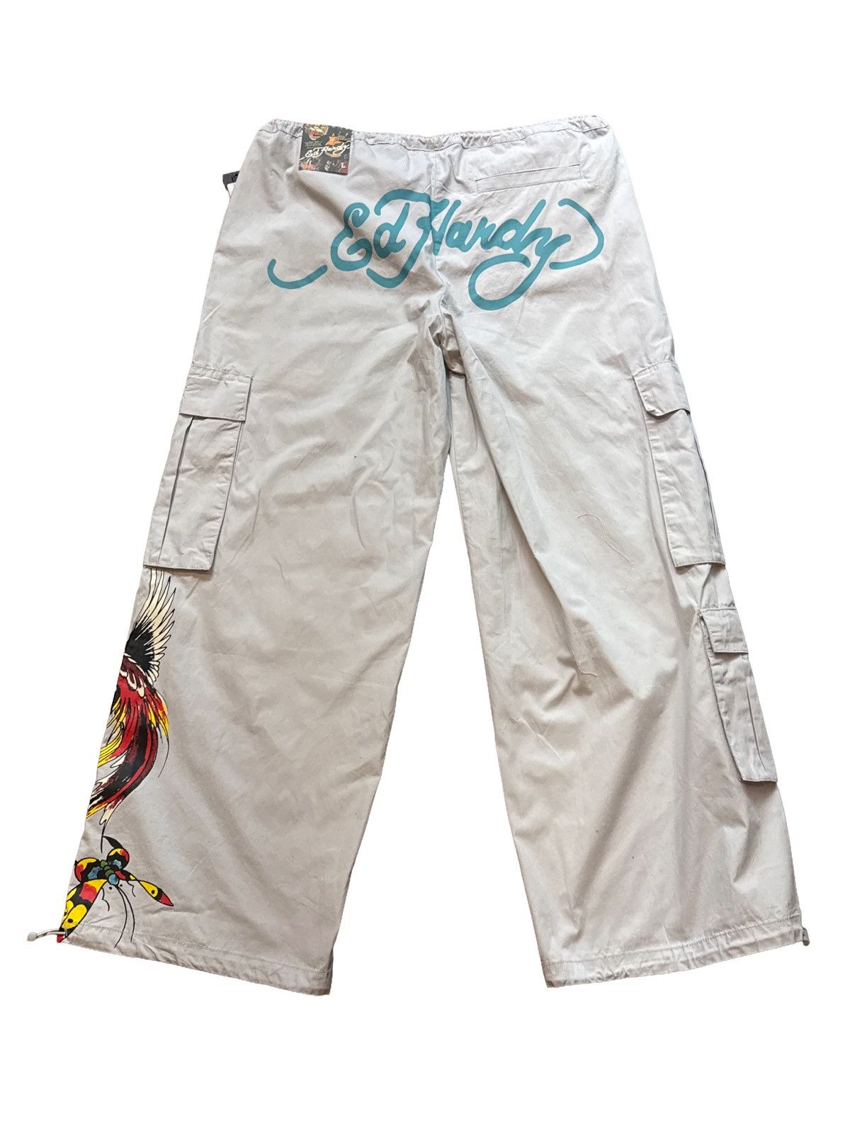 Ed Hardy Ed Hardy Butterflies Poplin Cargo Pants Light Grey LARGE Size 32" / US 10 / IT 46 - 3 Thumbnail