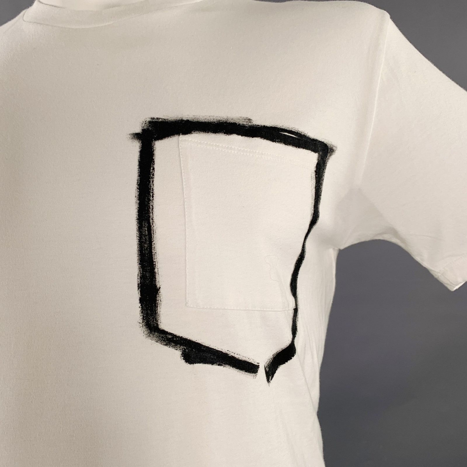 Yves Saint Laurent Size XL White Black Print One Pocket T-shirt Size US XL / EU 56 / 4 - 2 Thumbnail