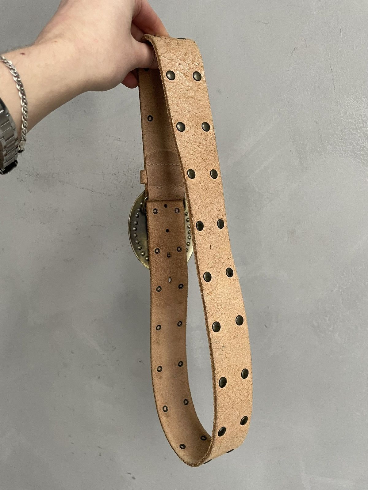 KMRii Vintage Western Leather Belt Metal Buckle kmrii style y2k Size ONE SIZE - 4 Thumbnail