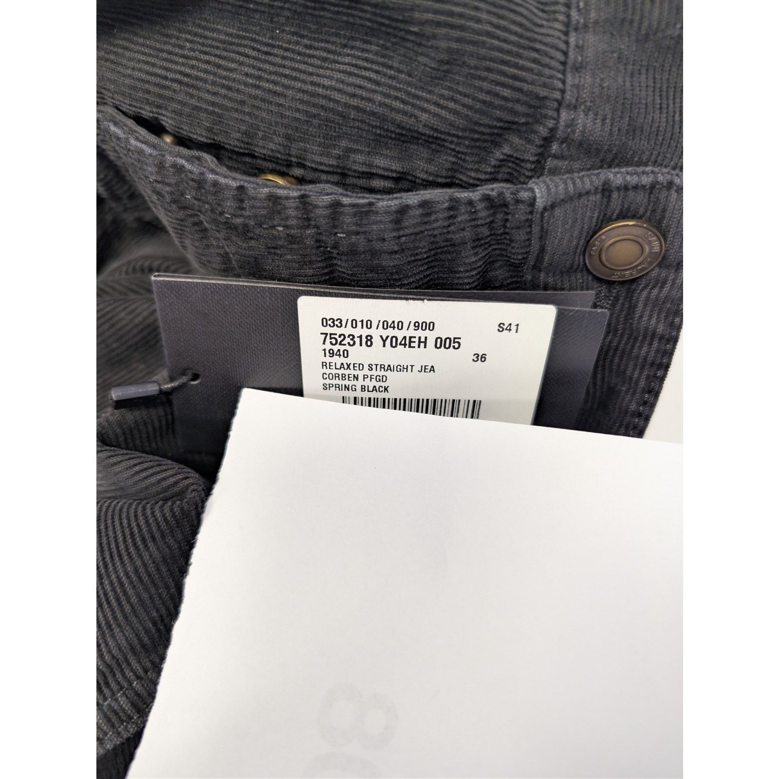Saint Laurent Paris o1rshd1 Relaxed Straight Corduroy Denim Jeans Spring Black Size US 36 / EU 52 - 23 Thumbnail