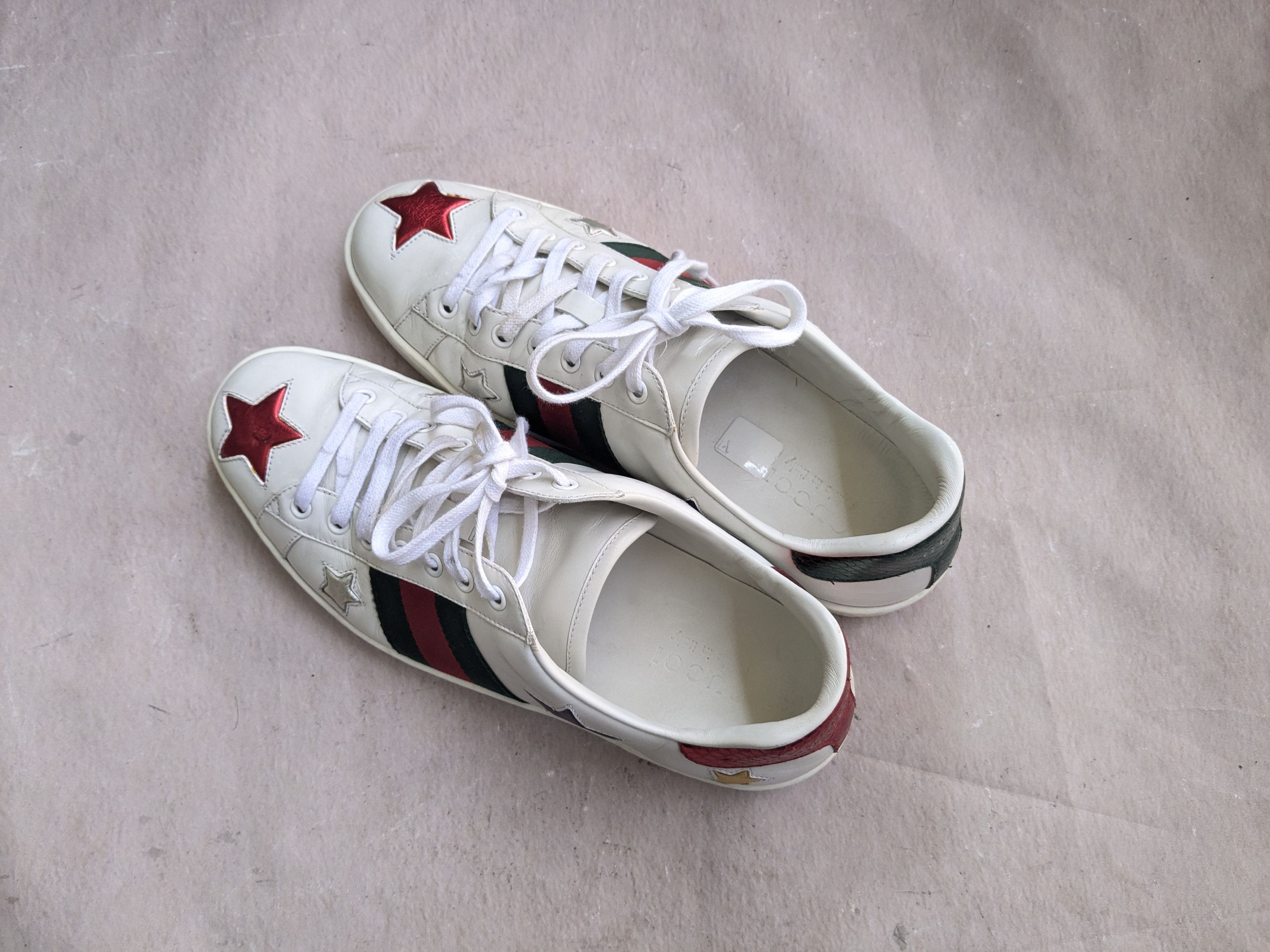 Gucci Gucci Ace Sneakers White 9.5 Stars Low Tops 452502 Size US 9.5 / EU 42-43 - 13 Thumbnail