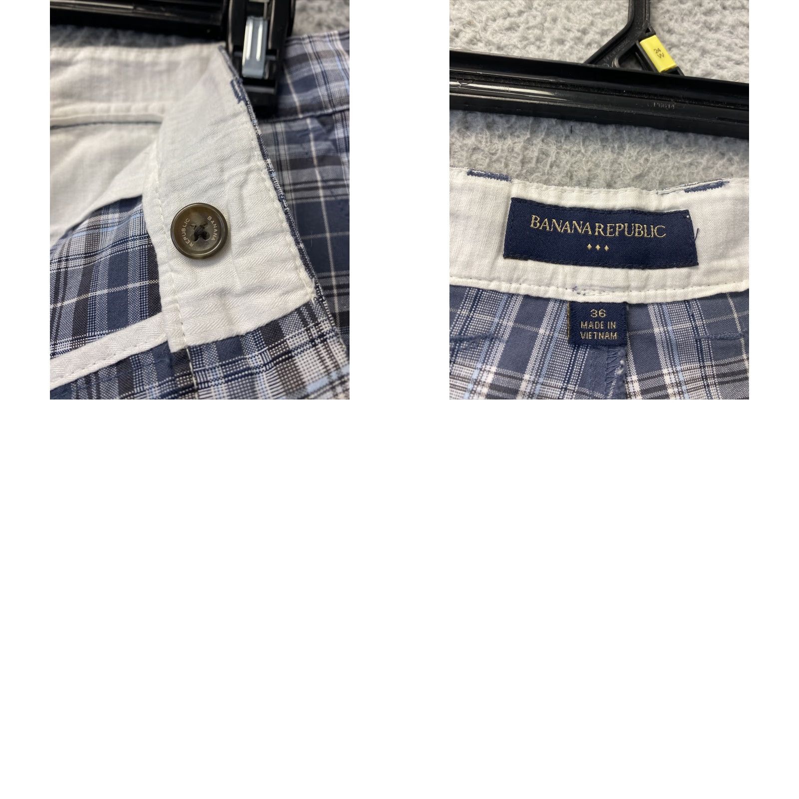 Banana Republic VINTAGE Banana Republic Mens Shorts Size 36 Gray Plaid Cotton Flat Front Casual Summer Size US 36 / EU 52 - 8 Thumbnail