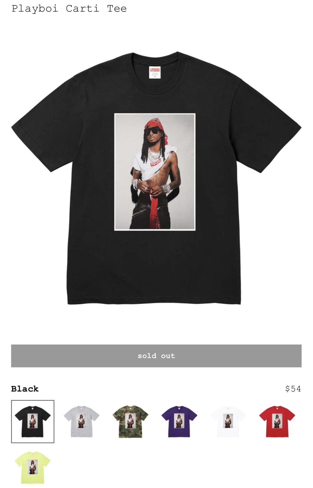 Supreme Supreme Playboi Carti T-Shirt | Grailed