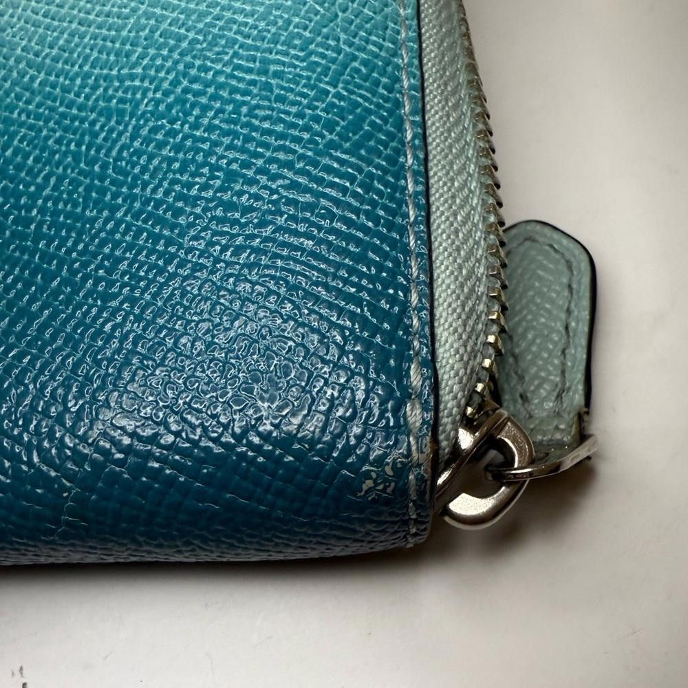 Coach COACH Ombre Teal Blue Sea Green Accordion Zipped Wallet Size ONE SIZE - 8 Thumbnail