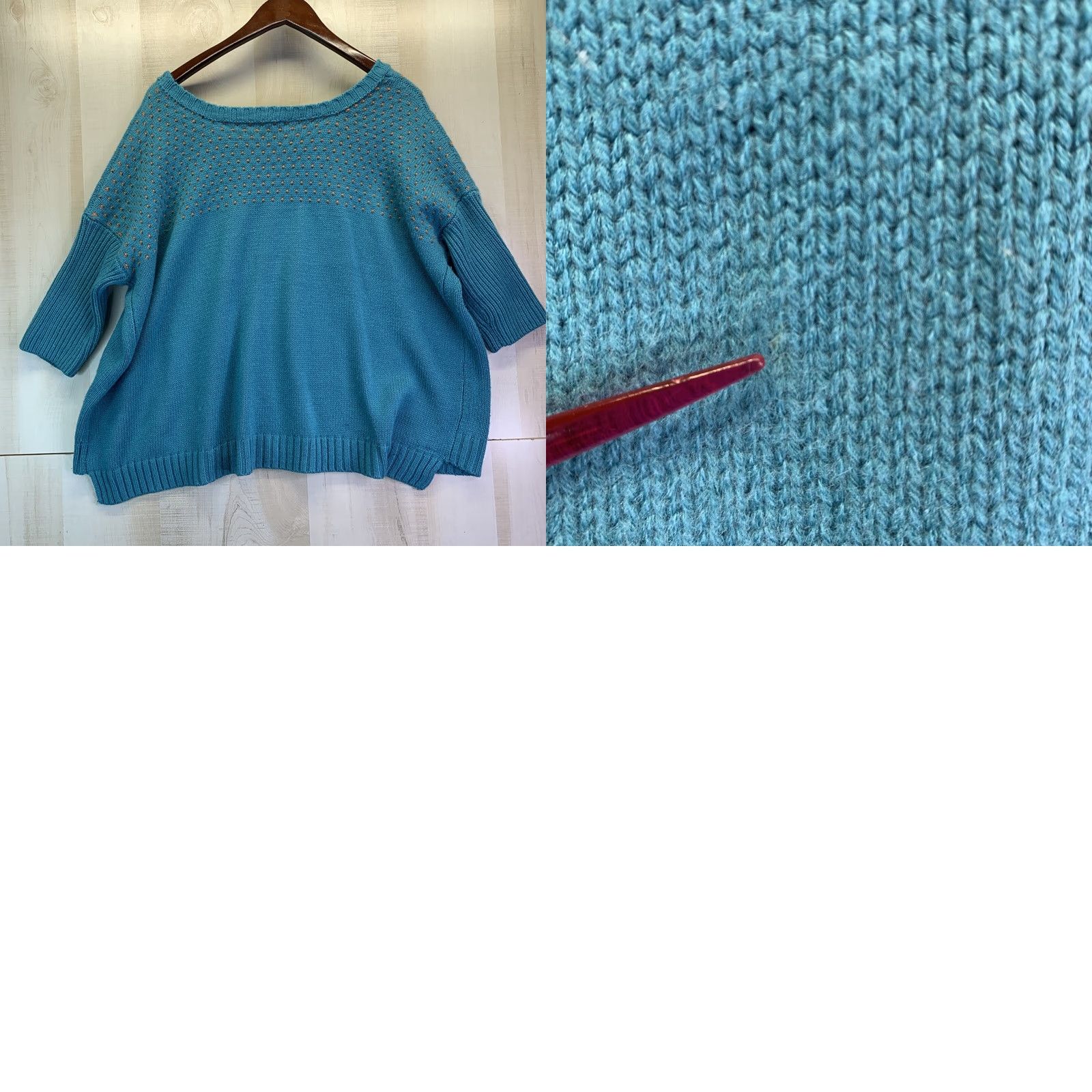 Vintage LoveRiche Women’s Polka Dot Blue Short Sleeve Knit Crop Sweater M Size M / US 6-8 / IT 42-44 - 8 Thumbnail