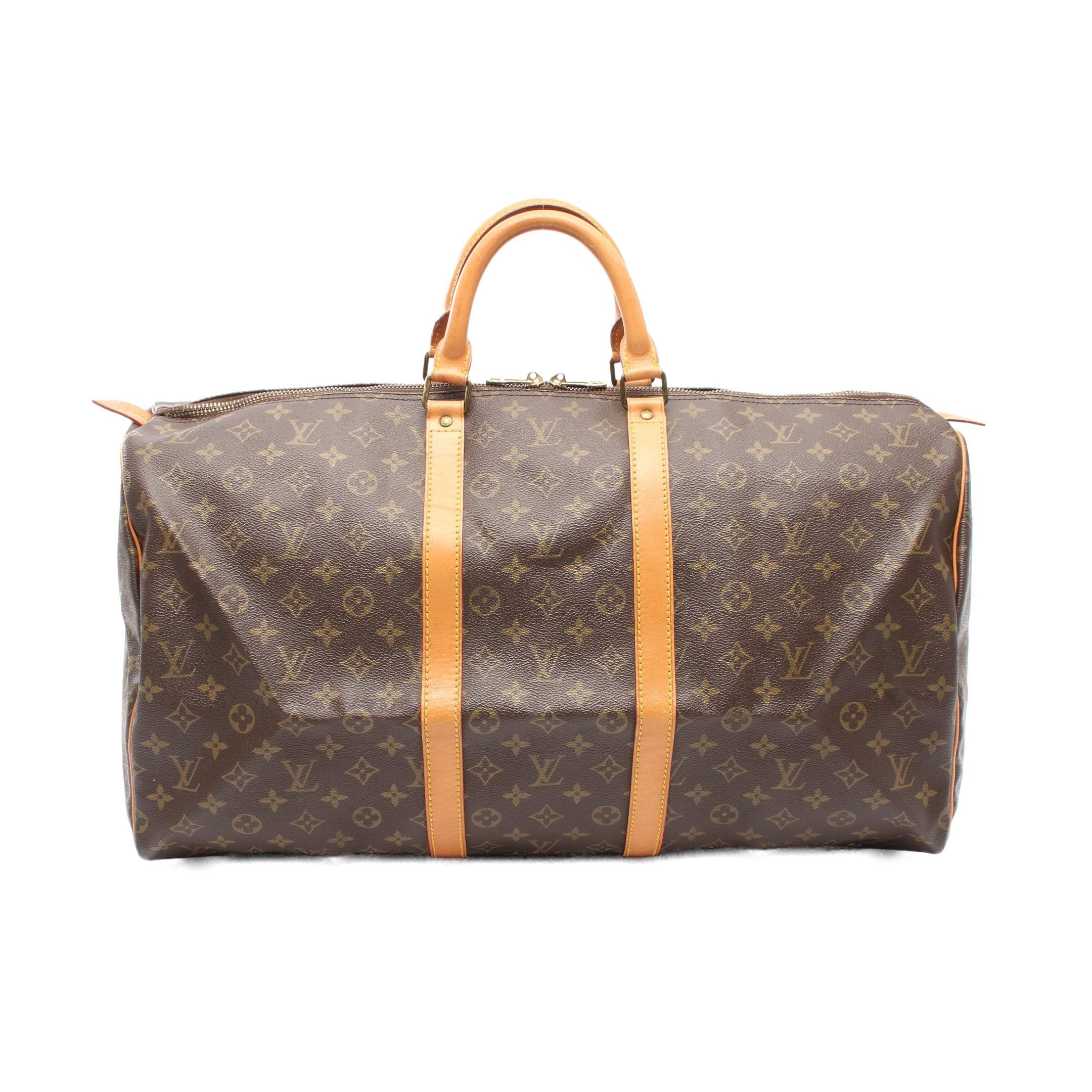 Louis Vuitton Louis Vuitton Keepall 55 Monogram Boston Bag Leather Brown Size ONE SIZE - 1 Thumbnail