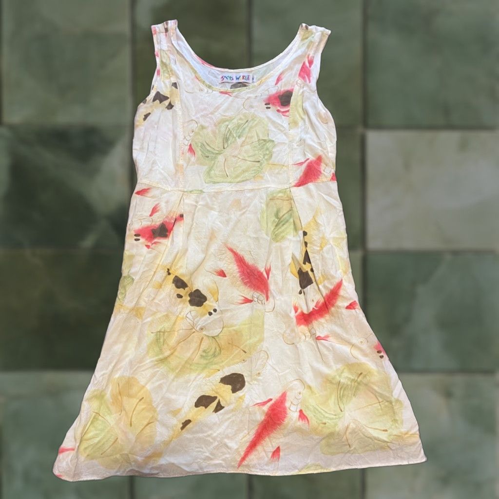 Jams World VINTAGE Jams World Hawaiian Dress Sleeveless Midi 90s Tropical Koi Fish Print Women Medium Yellow Size M / US 6-8 / IT 42-44 - 1 Thumbnail