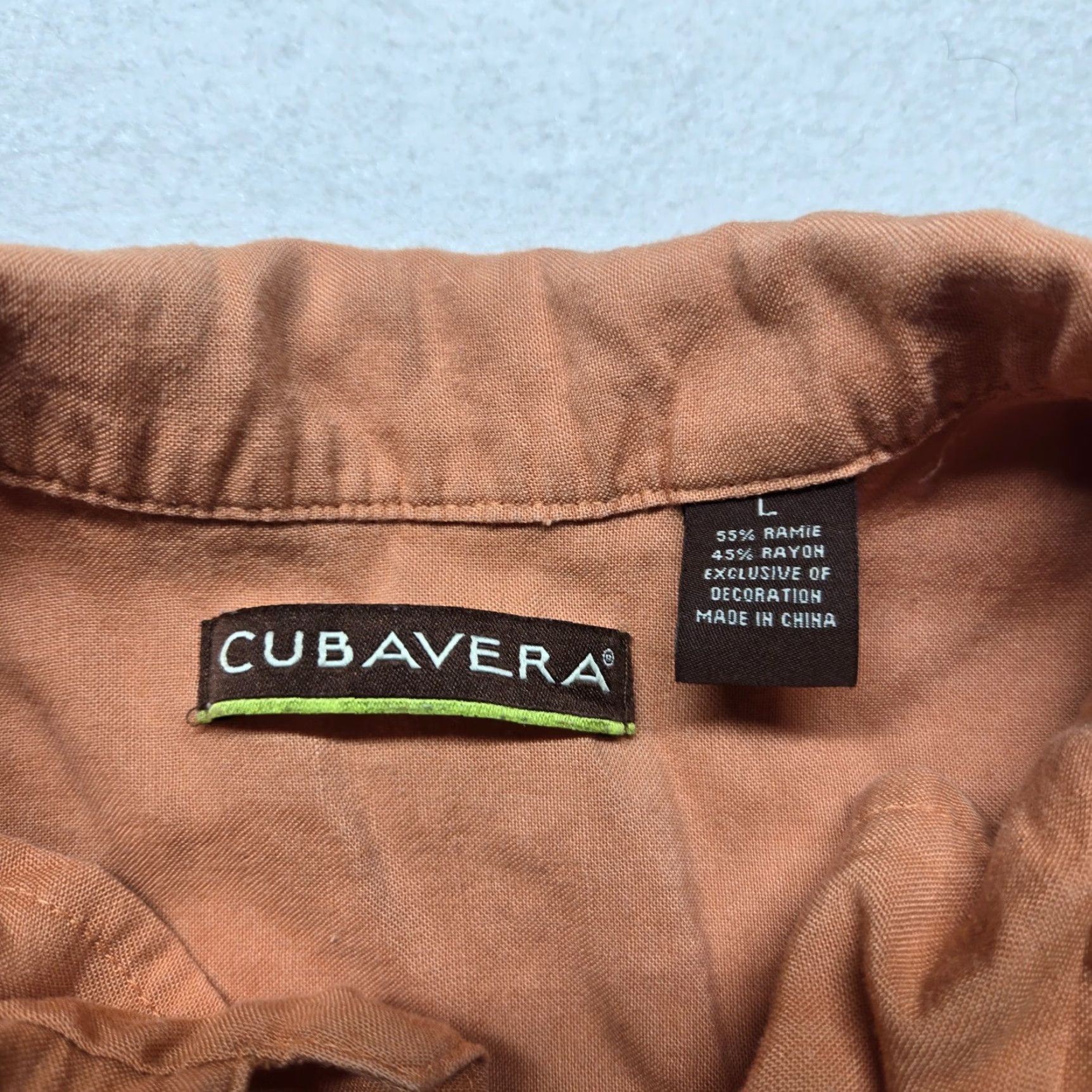 Cubavera Cubavera Shirt Adult Men Large L Orange Embroidered Short Sleeve Button-Down Casual Uomo 90s? Size US L / EU 52-54 / 3 - 4 Thumbnail